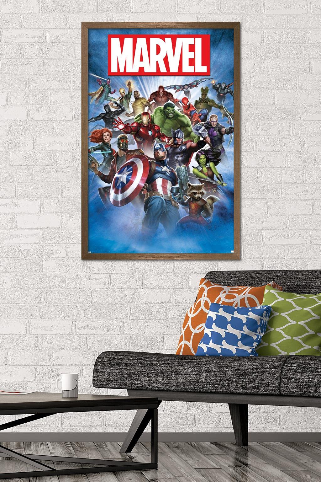 Trends International Marvel Comics - Group Shot Wall Poster, 22.375'' X 34'', Bronze Framed Version