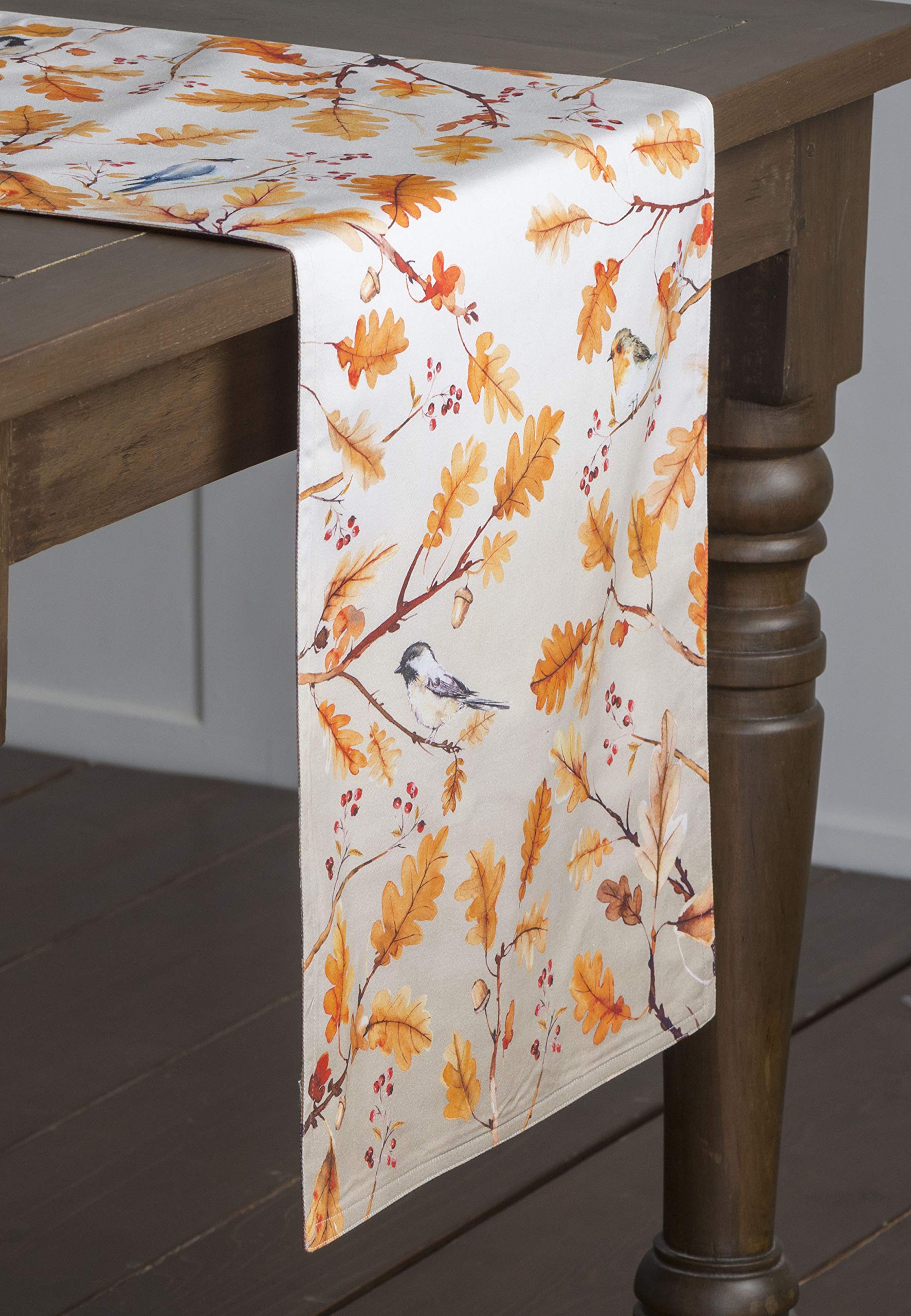 Maison D' Hermine Tablerunner 100% Cotton Table Runner Decorative Table Covers, Dining, Home, Wedding, Buffet, Oak Leaves (Doubl