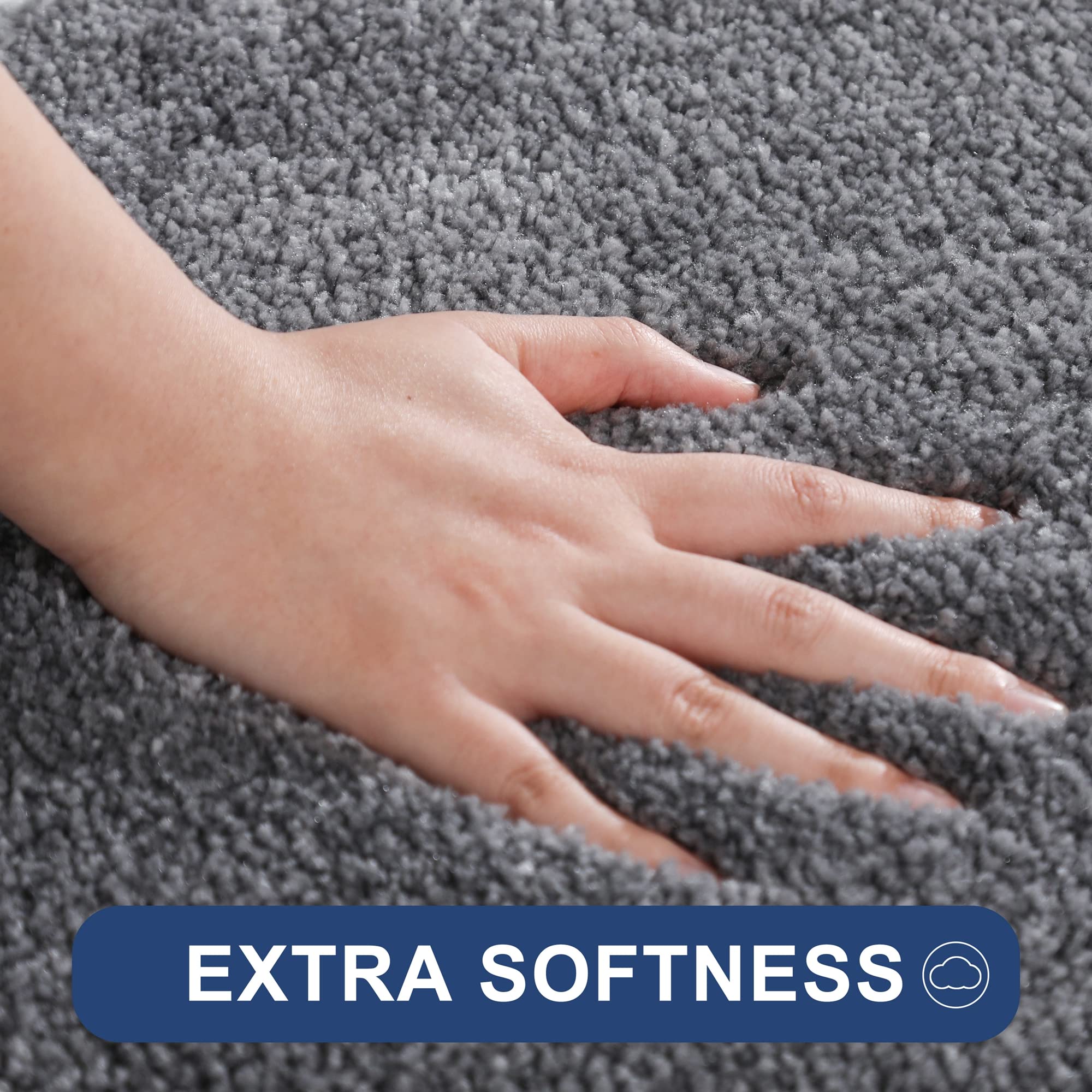 COSY HOMEER Extra Thick Bath Rugs for Bathroom - Anti-Slip Bath Mats Soft Plush Yarn Shaggy 100% Strong Mirco Polyeste Mat Living Room Bedroom Mat Floor Water Absorbent(Dark Grey 16x24 - Inches)