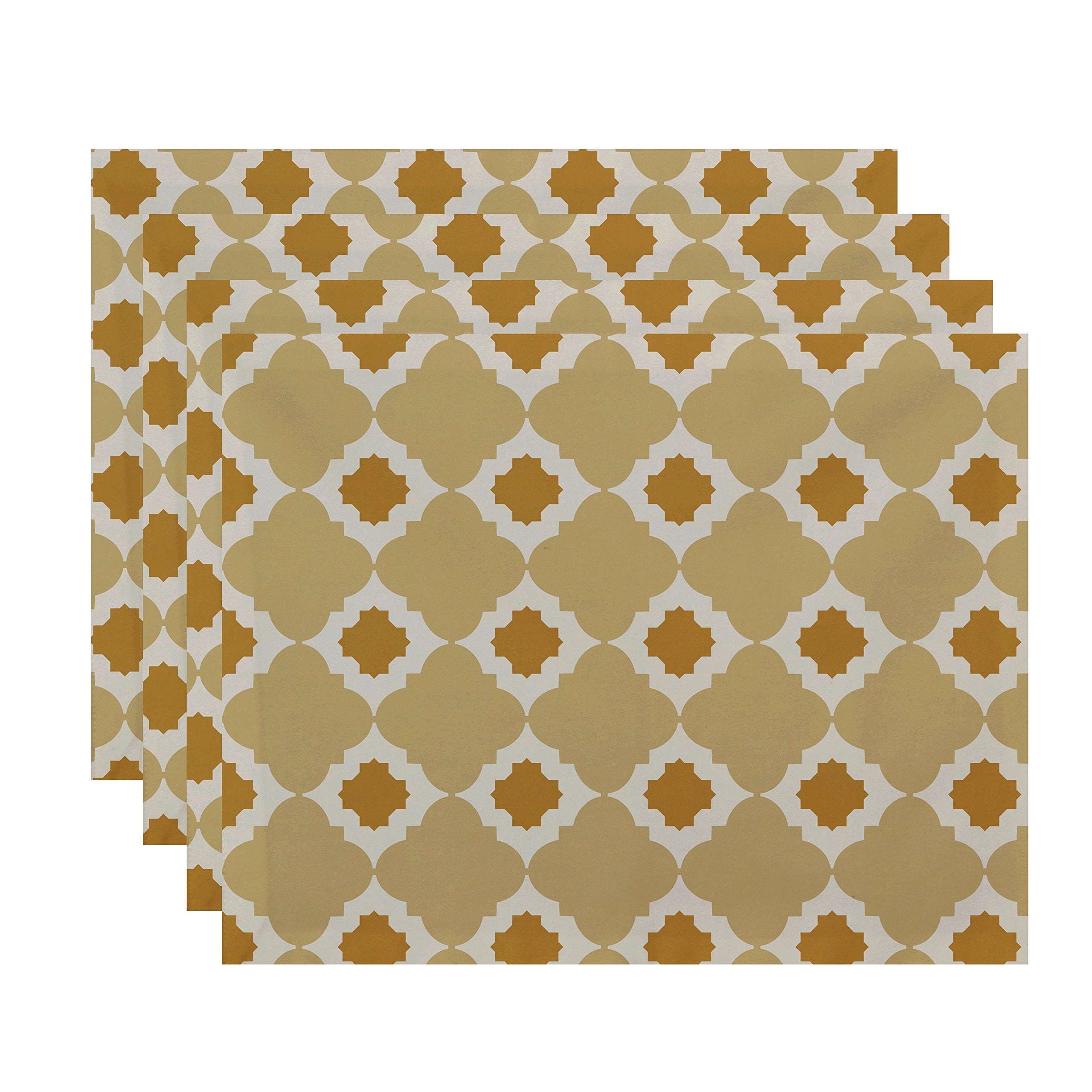E By Design Pt4Gn362Ye4Ye6 Medina Geometric Print Placemat, 18'' X 14'', Gold