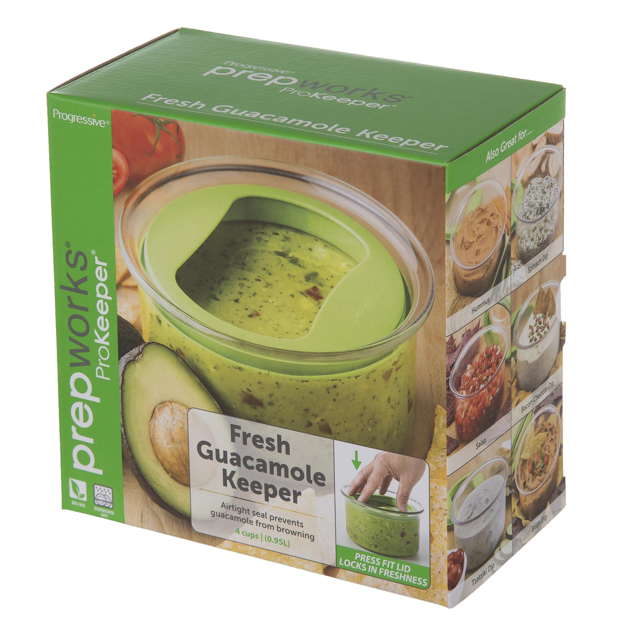 Prepworks Progressive International Fresh Guacamole Prokeeper Plastic Kitchen Storage Container With Air Tight Lid (Green)