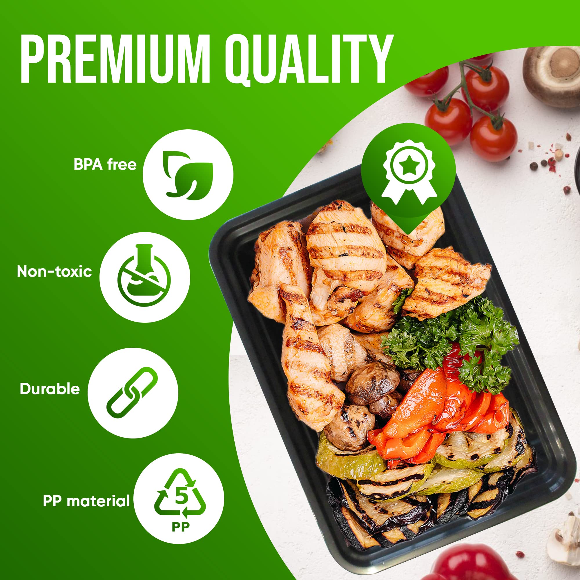 Fonteme Single Compartment Meal Prep - 25 Pack - Big Container With Airtight Lid - Freezer, Microwave & Dishwasher Safe - Stacka