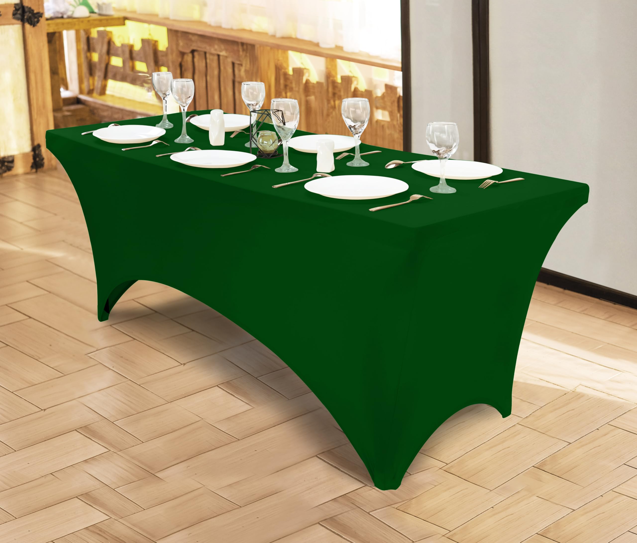 Utopia Kitchen Spandex Tablecloth 1 Pack [6Ft, Emerald Green] 200 Gsm Tight, Fitted, Washable And Wrinkle Resistant Stretch Rect