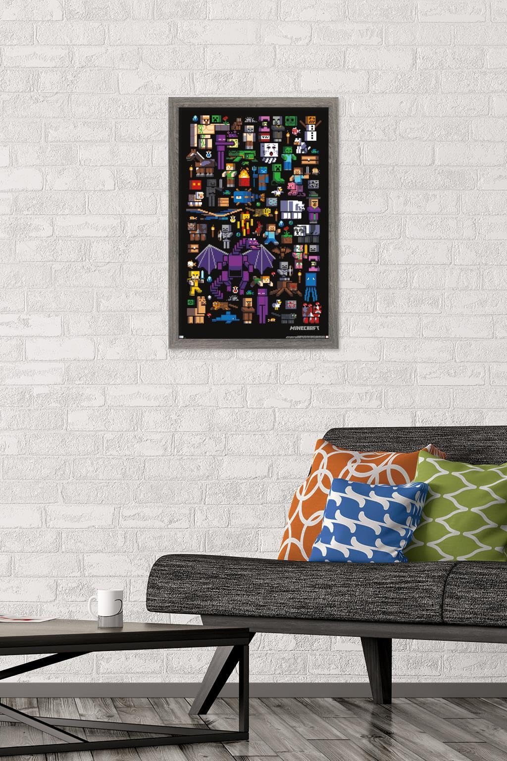 Trends International Minecraft - Mobbery Wall Poster, 14.725'' X 22.375'', Barnwood Framed Version