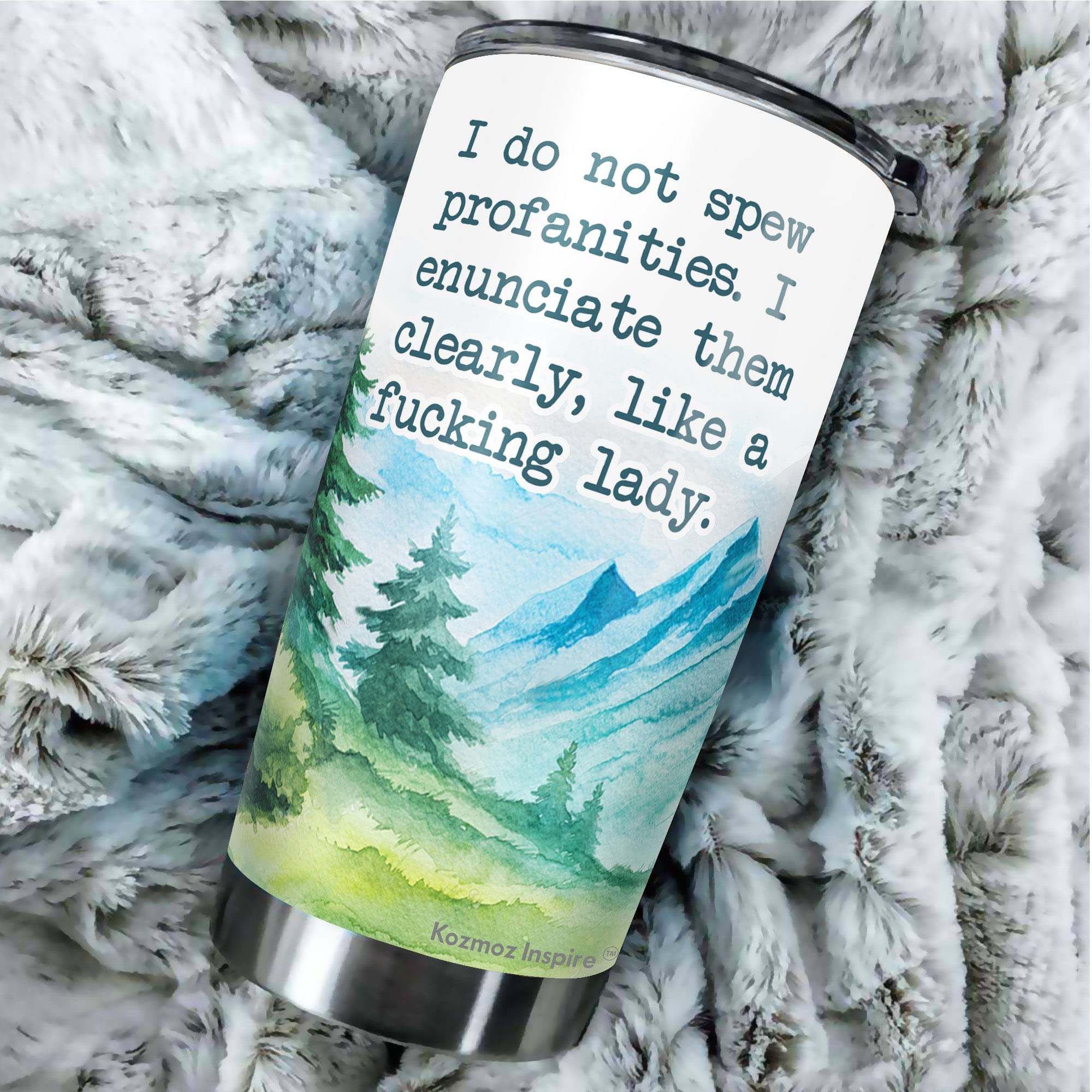 Kozmoz Inspire I Do Not Spew Profanities Tumbler 20 Oz - Novelty Tumbler And Gift, Friends - Gifts For Coworkers Friends Men Wom