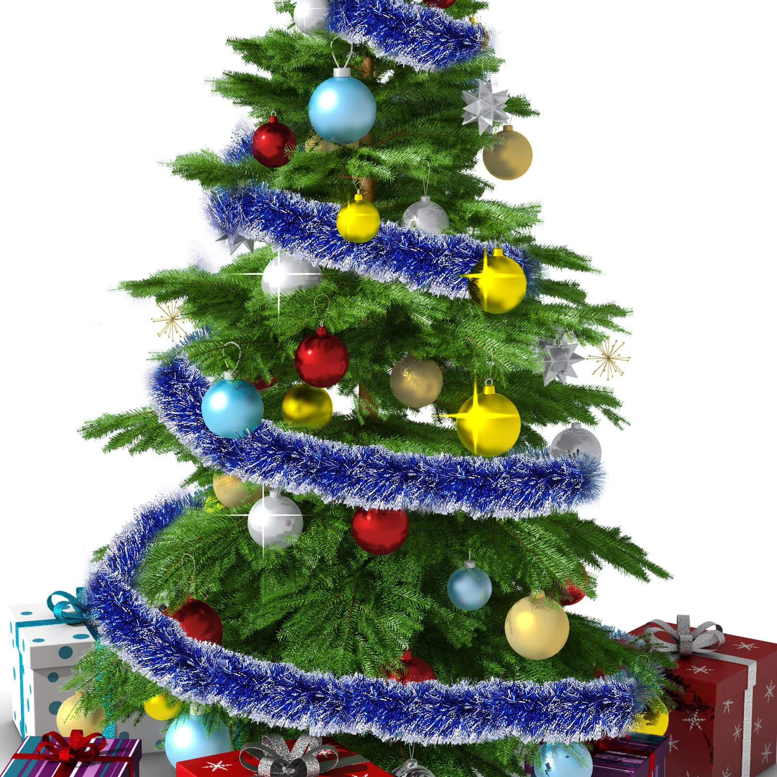 50 Feet Christmas Tinsel Garland Metallic Twist Garland Frost Tip Glitter Xmas Tree Decorations Shiny Wreath for Christmas Party