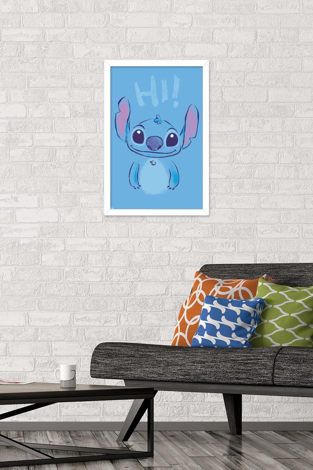 Trends International Disney Lilo And Stitch - Hi Wall Poster, 14.725'' X 22.375'', White Framed Version