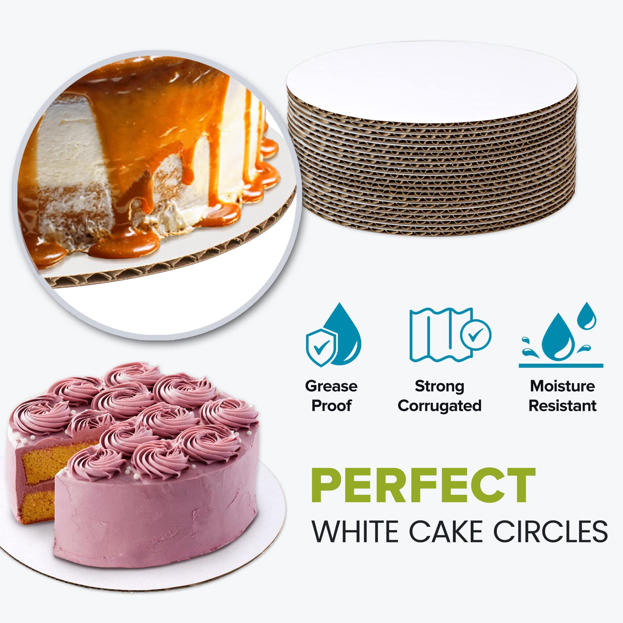 [100 Pack] 6 Inch Round Cake Boards - Grease Proof Cardboard Disposable Cake Pizza Circle Scalloped White Tart Decorating Base Stand