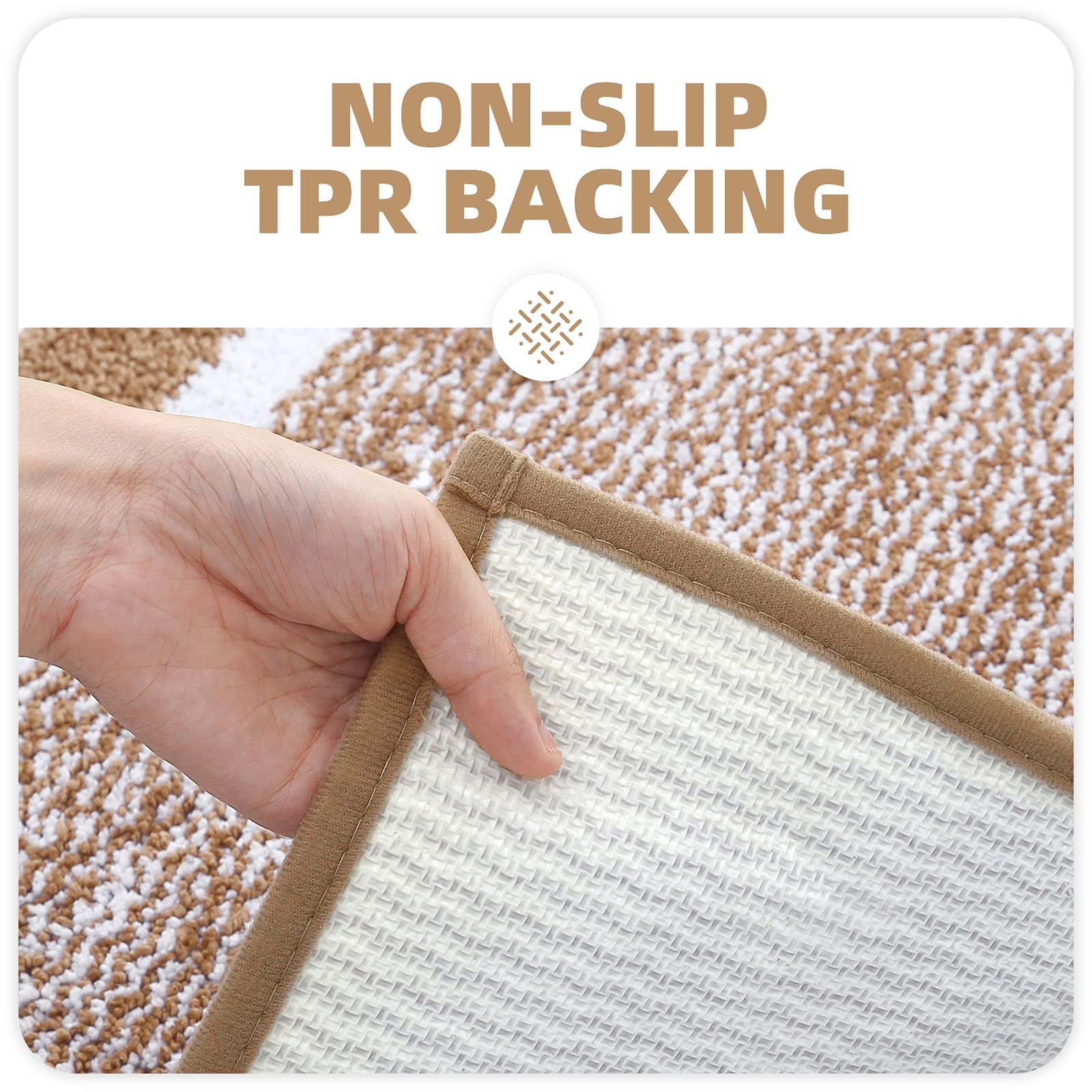 Color&Geometry Bath Mats For Bathroom Non Slip, 24''X36'' Large Beige And White Bathroom Rugs, Absorbent, Soft, Washable, Microf