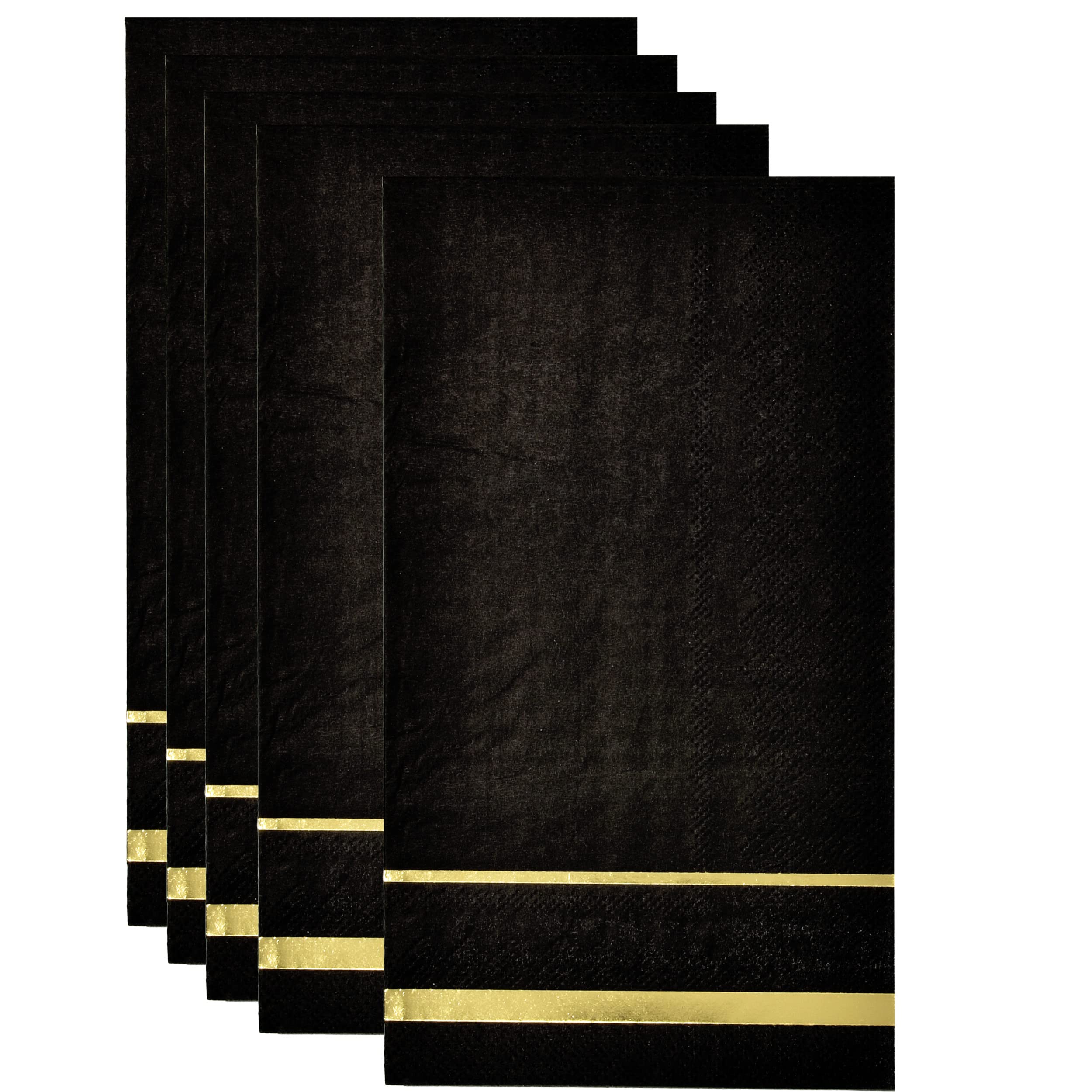 Gift Boutique 100 Gold Trim Lined Black Guest Napkins Disposable Paper Pack Elegant Dinner Hand Napkin For Bathroom Wedding Gold