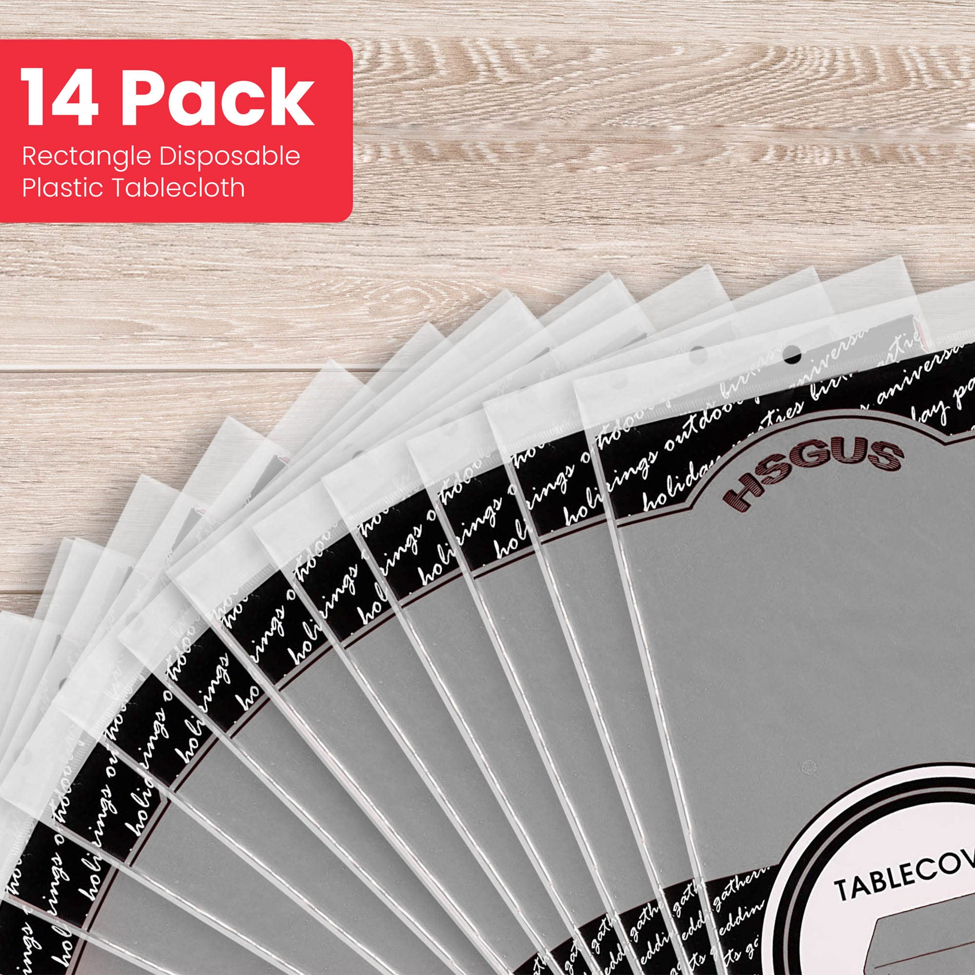 14 Pack Premium Silver Plastic Tablecloth - 54 X 108 In. Disposable Rectangle Plastic Table Cloth - Decorative Rectangle Table C