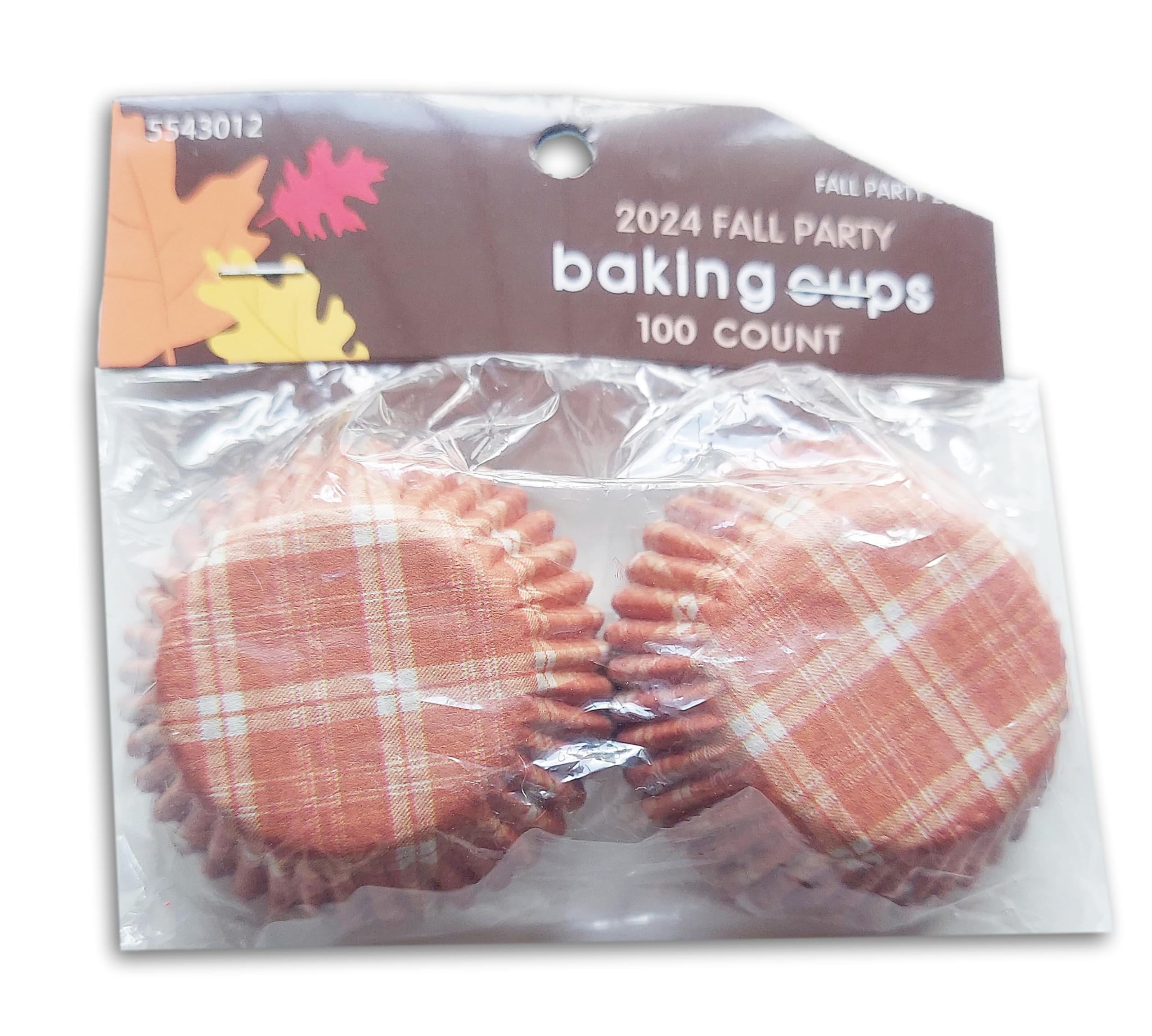 Autumn Tiny Baking Cups - Orange Plaid Paper Liners For Cupcakes, Muffins - Small- 100 Count