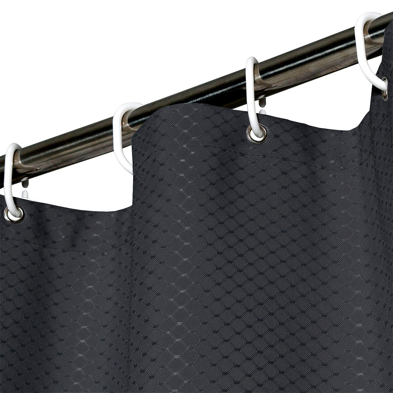 AooHome 72x75 Inch Waffle Weave Shower Curtain  Dark Grey Fabric Durable Bathroom Curtain with Hooks  Weighted Hem  Heavy Duty  Water Repellent