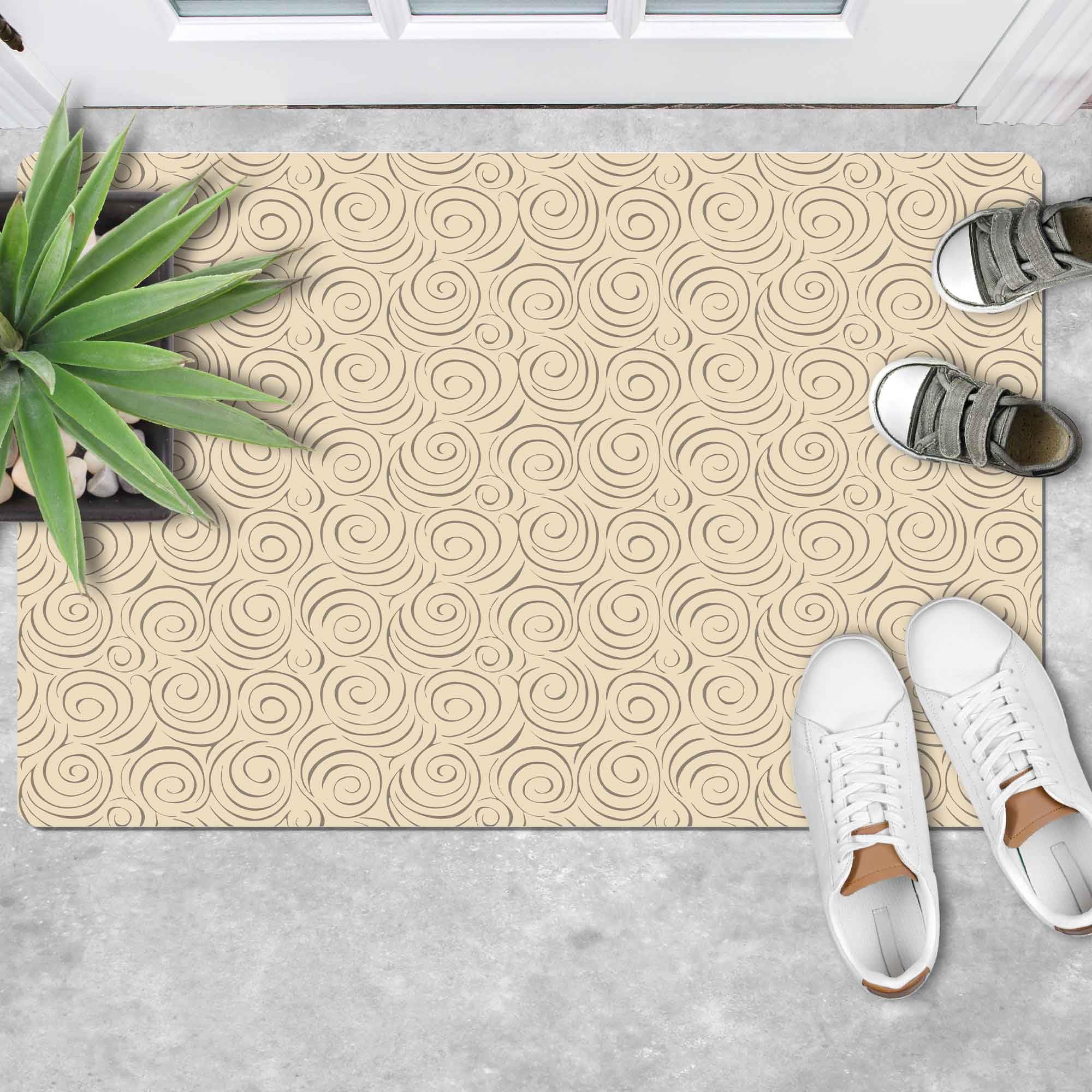Shape28 Floor Mat Ultra-Thin Kitchen Bathroom Rug With Non Slip Rubber Backing 35 X 23 Inches Latte Design 4T