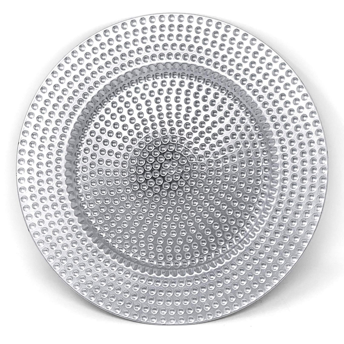 Allgala 13-Inch 48-Pack Case Lot Heavy Quality Round Charger Plates-Hammered Silver-Hd80372