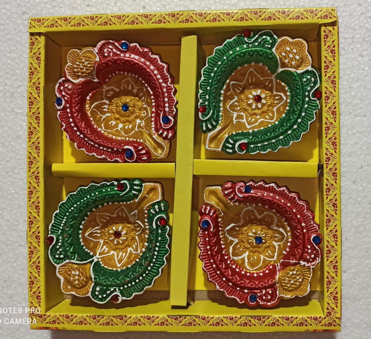 BEE GARDEN Soil Decorative Diya for Diwali | Handmade Designer Clay Diyas/Candles for Festival Puja (Pack of 10)