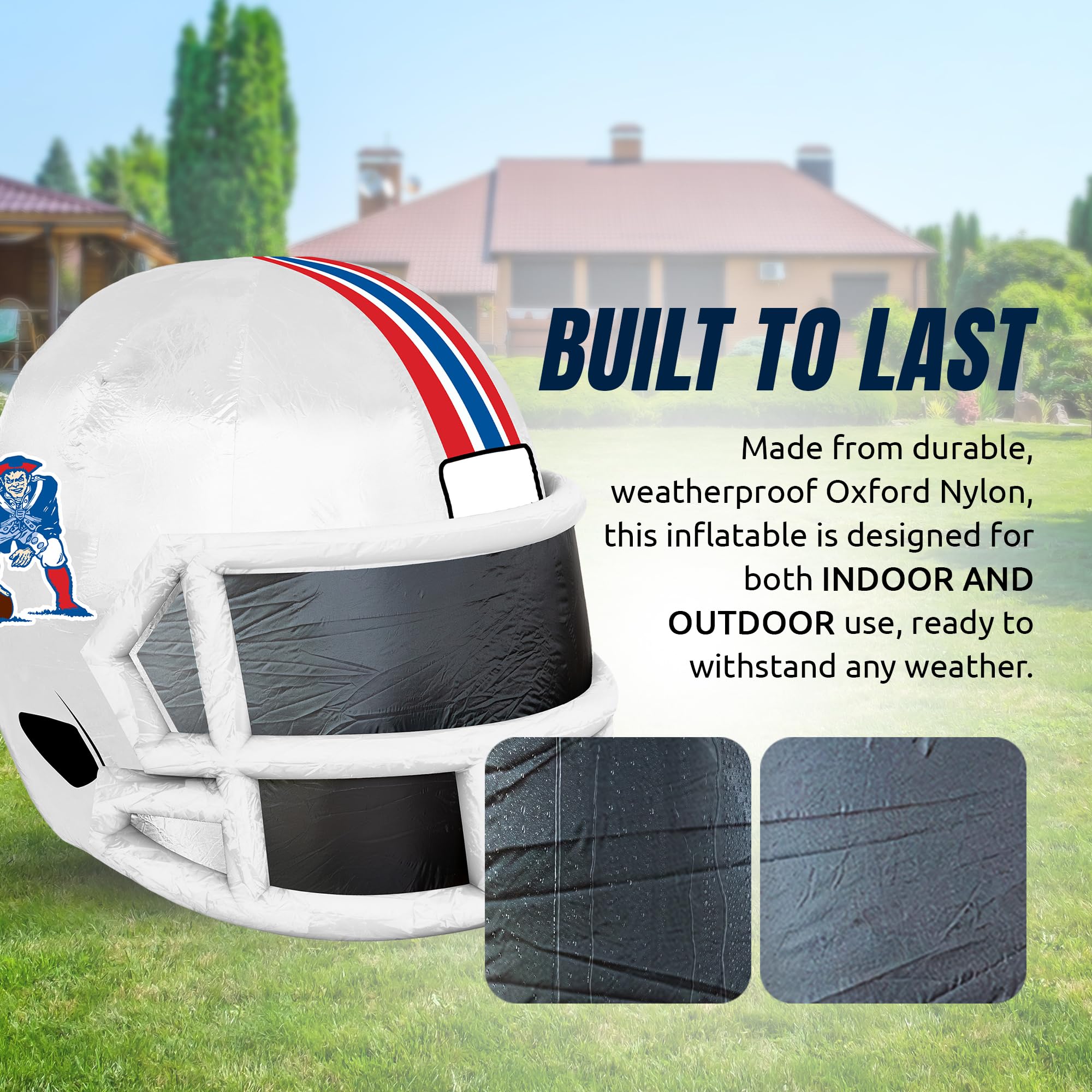 Sporticulture NFL New England Patriots 4ft Inflatable Retro Helmet with LED Lights & Built-in Blower - Merchandise Decor Ideal f
