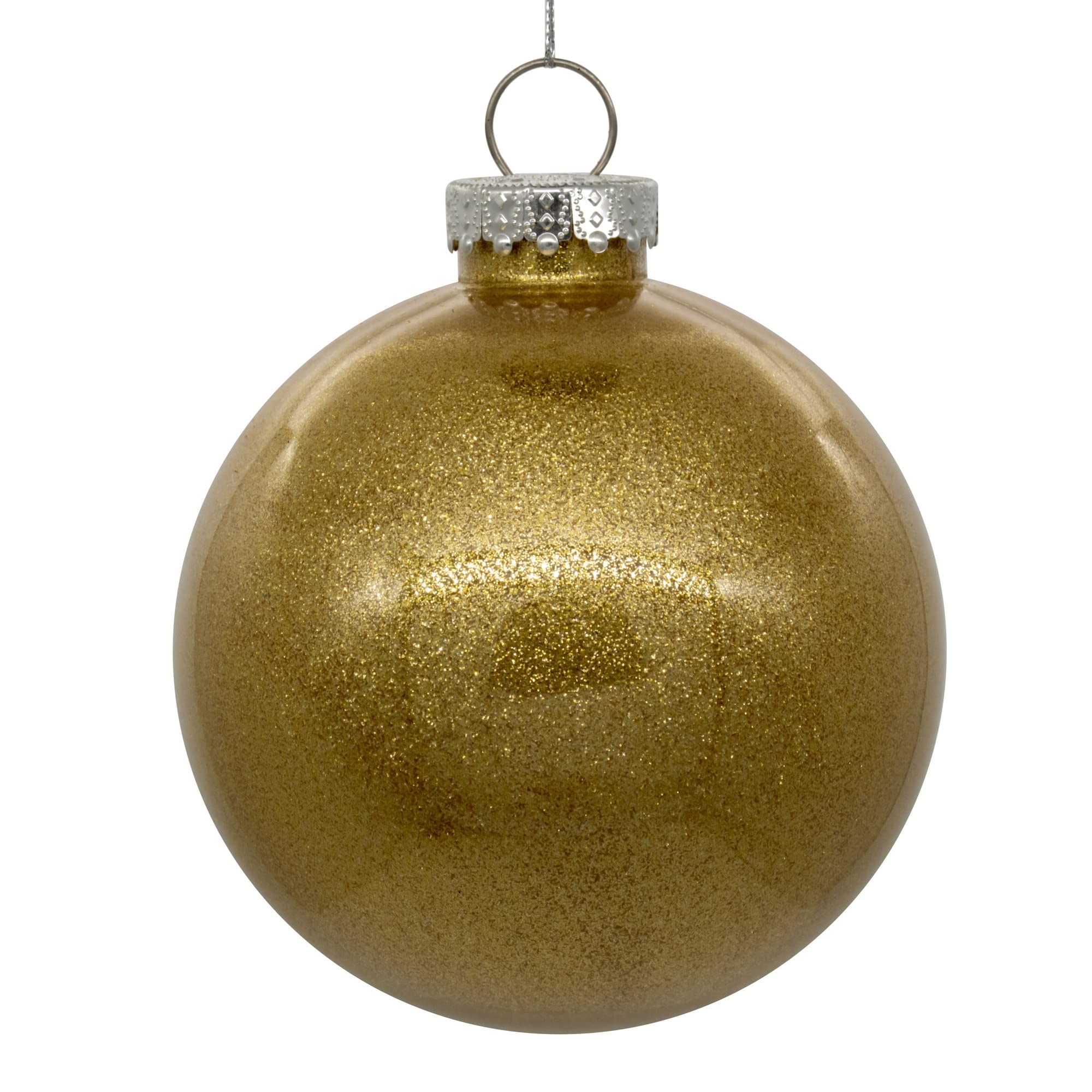 Vickerman 3 Clear Ball Christmas Ornament with Gold Glitter Interior.