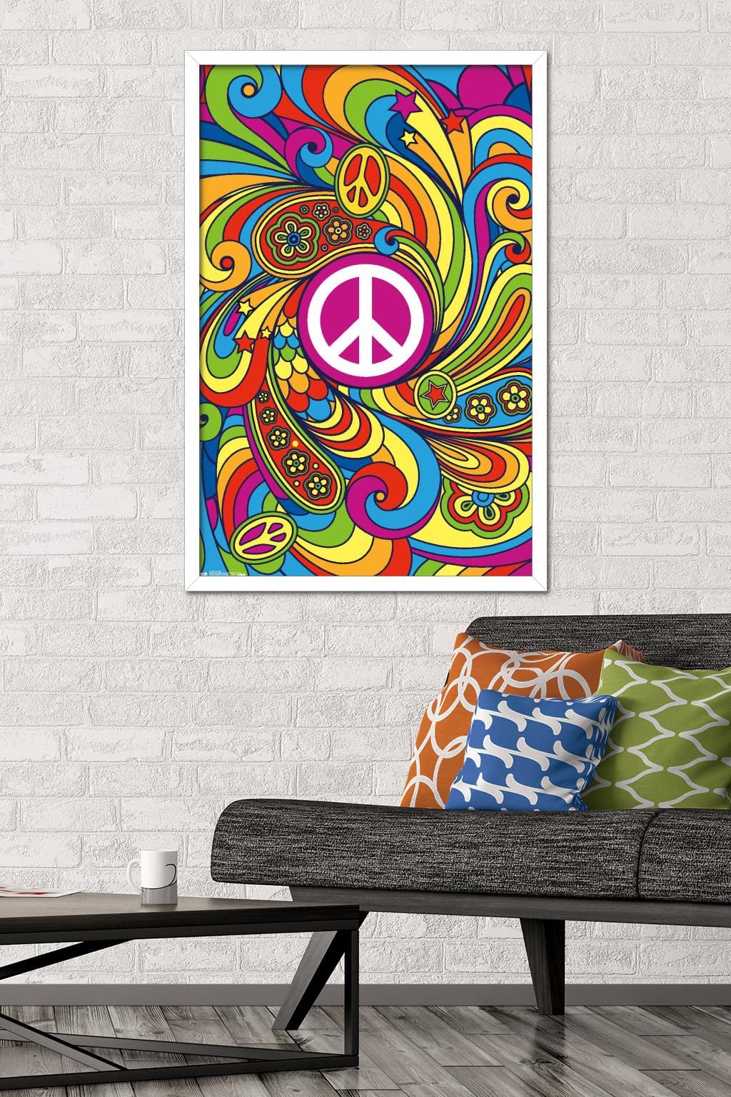 Trends International Peace Sign Wall Poster, 22.375'' X 34'', White Framed Version