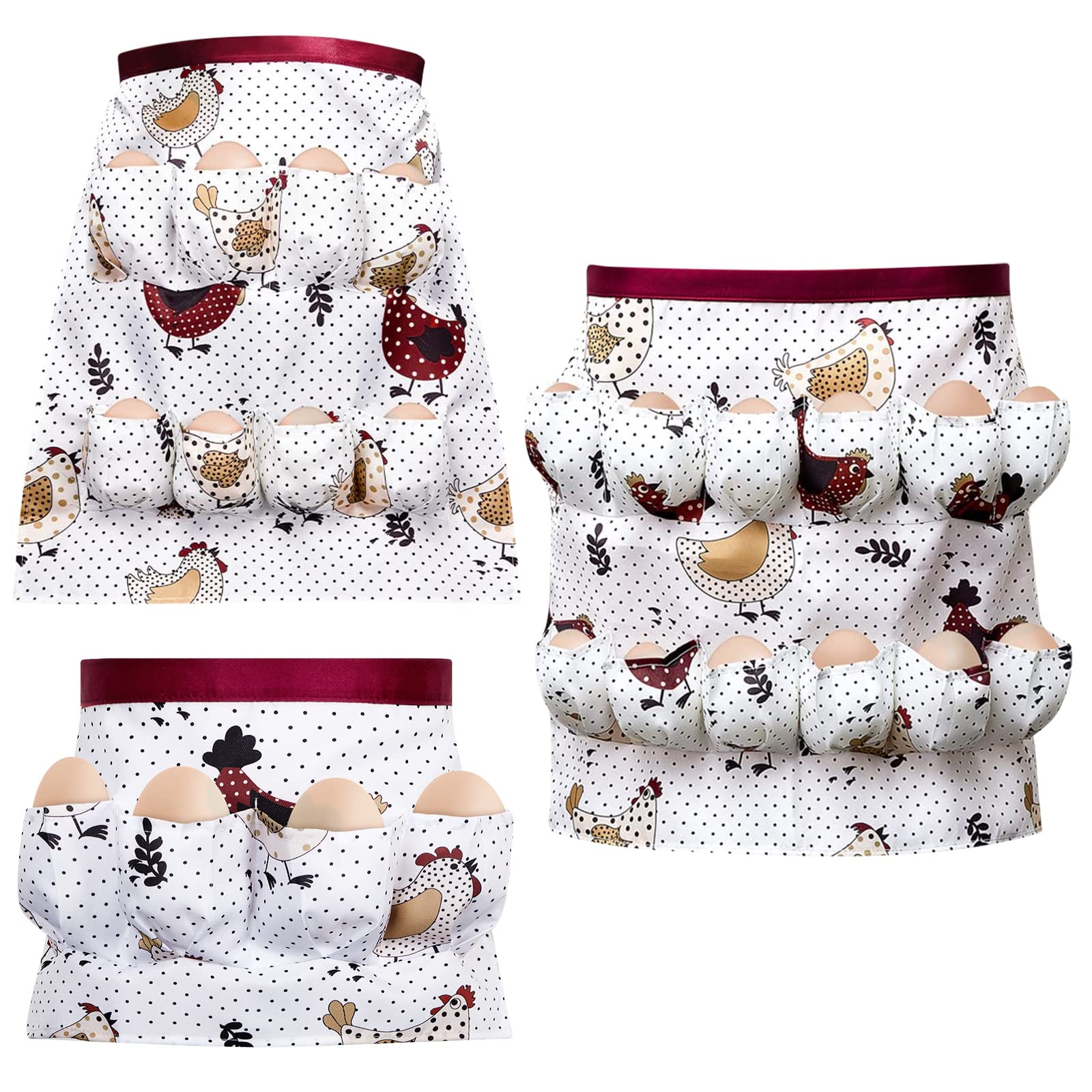 Syhood 3 Pcs Egg Collecting Apron For Chicken Duck Goose With 4/8/12 Pockets Gathering Collecting For Holding Multiple Easter Fa