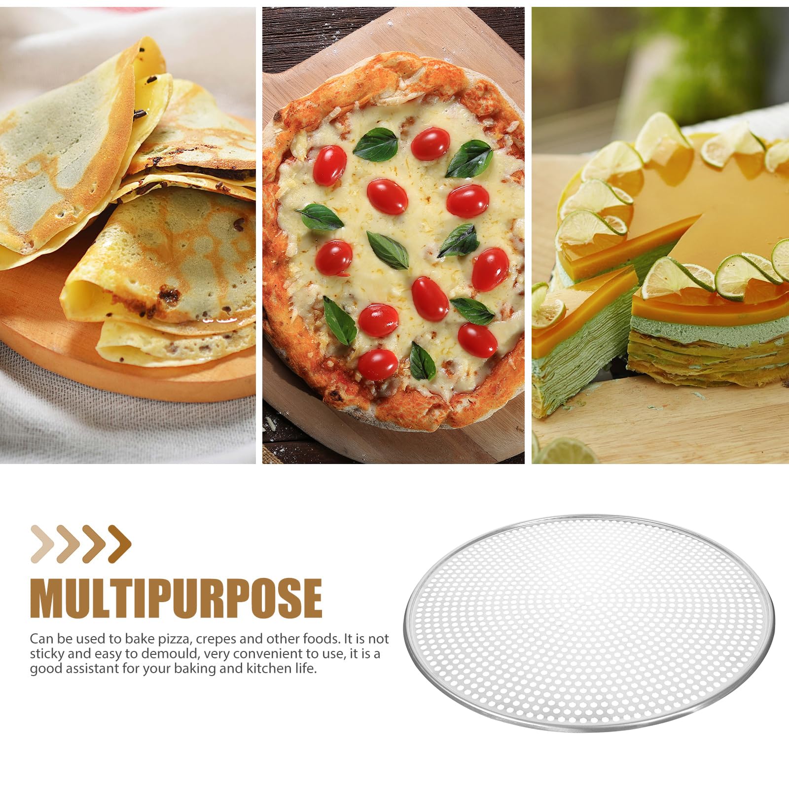 Happyyami Stainless Steel Pizza Pan With Holes 16Inch Round Mesh Pizza Baking Screen Pizza Tray Pizza Crisper Tray Bakeware For