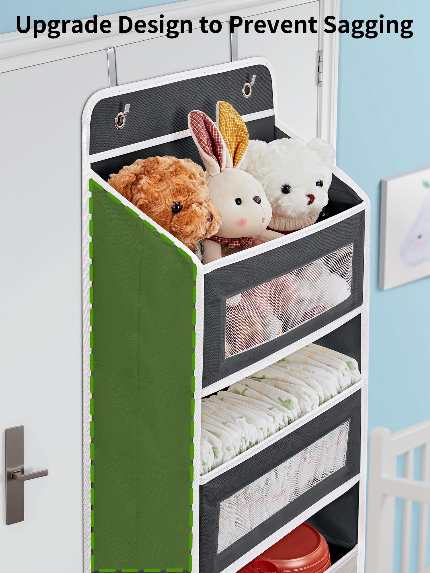 JARLINK Over the Door Organizer Storage  5 Shelf Hanging Door Organizer with 5 Large Capacity Pockets  Anti Tilt 44 lb Load Behind Door Organizer for Bedroom  Bathroom  Pantry  Nursery  (Black)