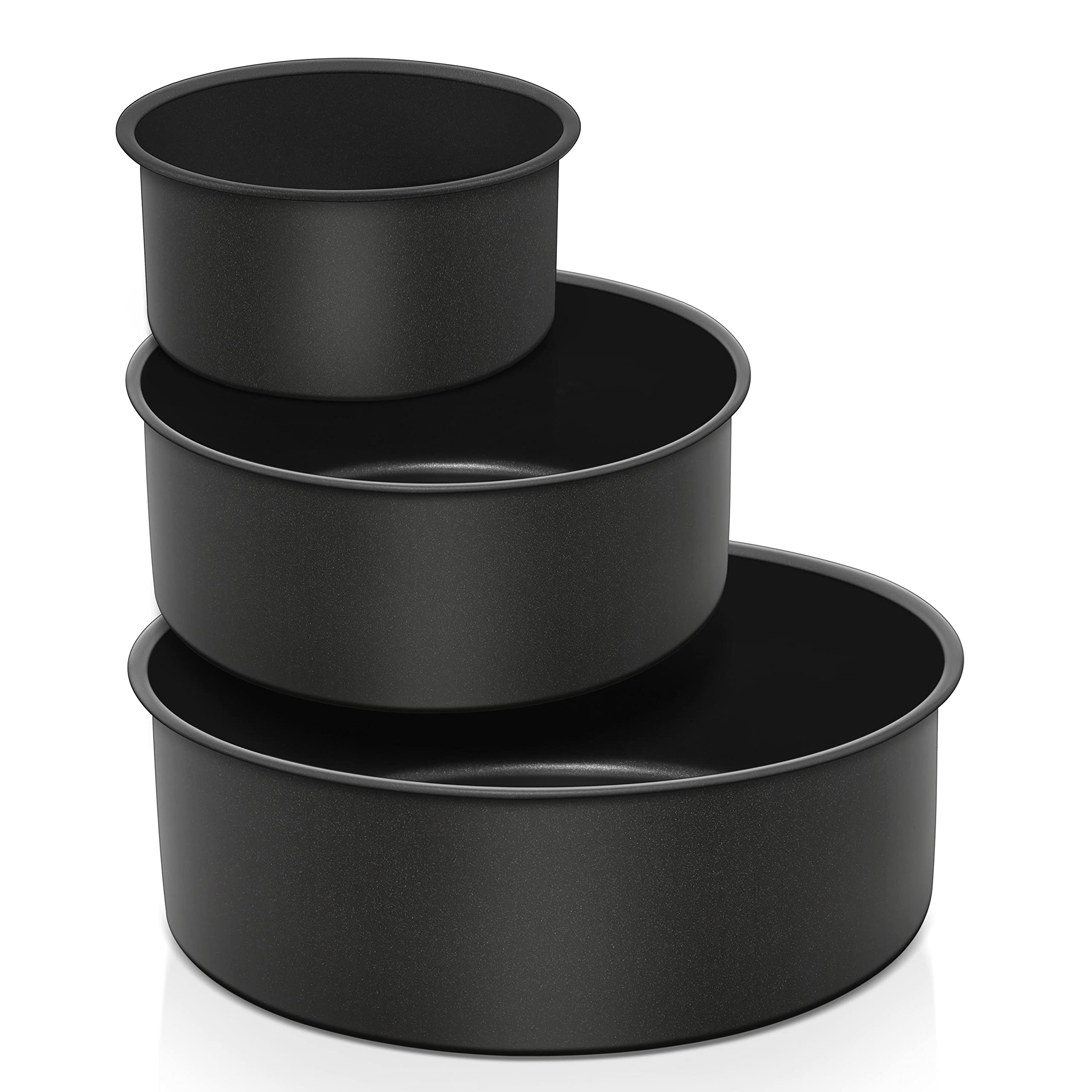 E-Far Deep Cake Pan Set Of 3 (4/6/8 Inch), Nonstick Stainless Steel Round Cake Pans Tins For Baking Layer Wedding Cakes, Stainle