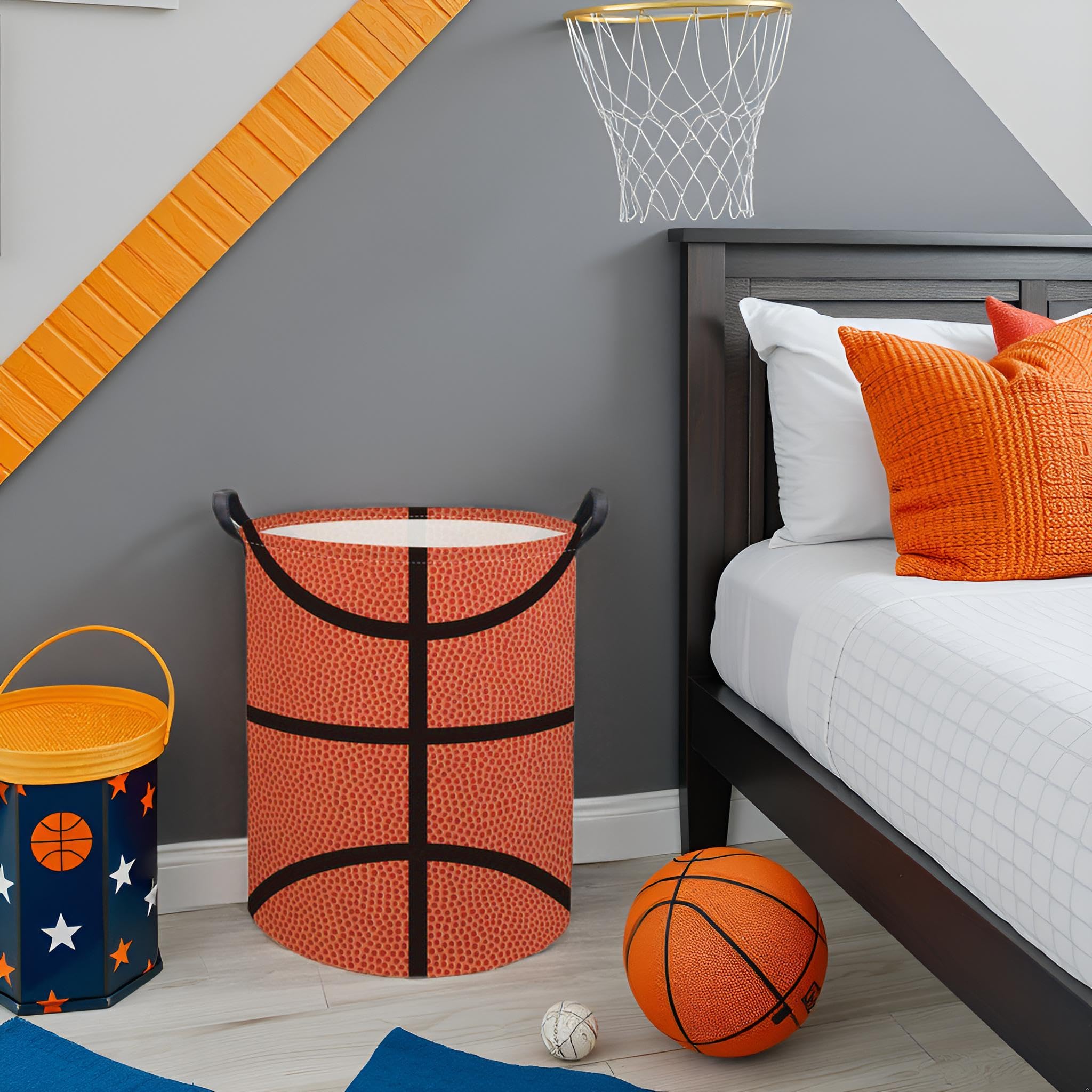 Tibaolover Basketball Kids Laundry Hamper Baby Hamper For Nursery Boys Kids Hamper Room Decor For Home(Basketball Pattern)