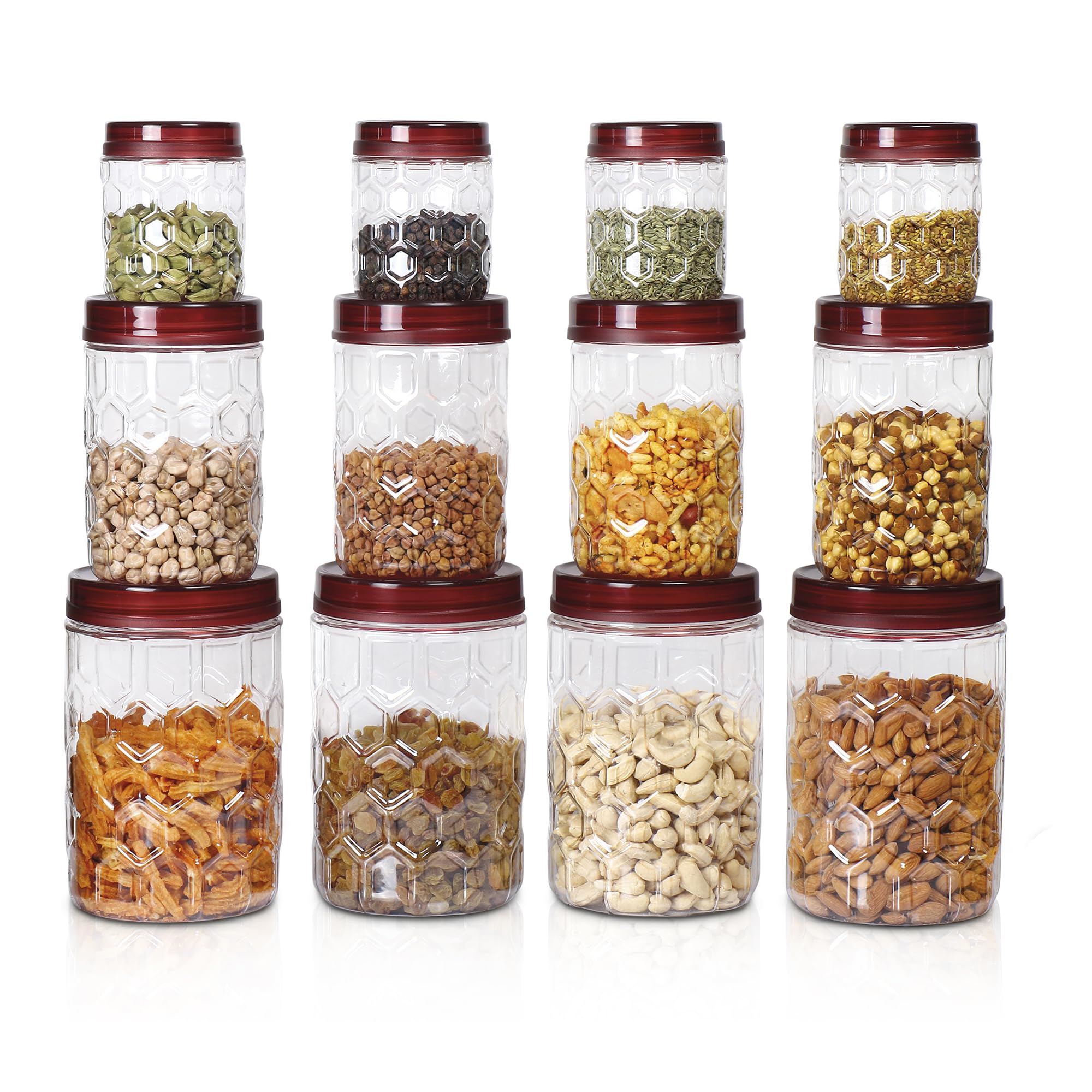 Milton Hexa Plastic Pet Storage Jar, Set Of 3, 270 Ml Each, Brown | Air Tight Container | Kitchen Organiser | Bpa Free