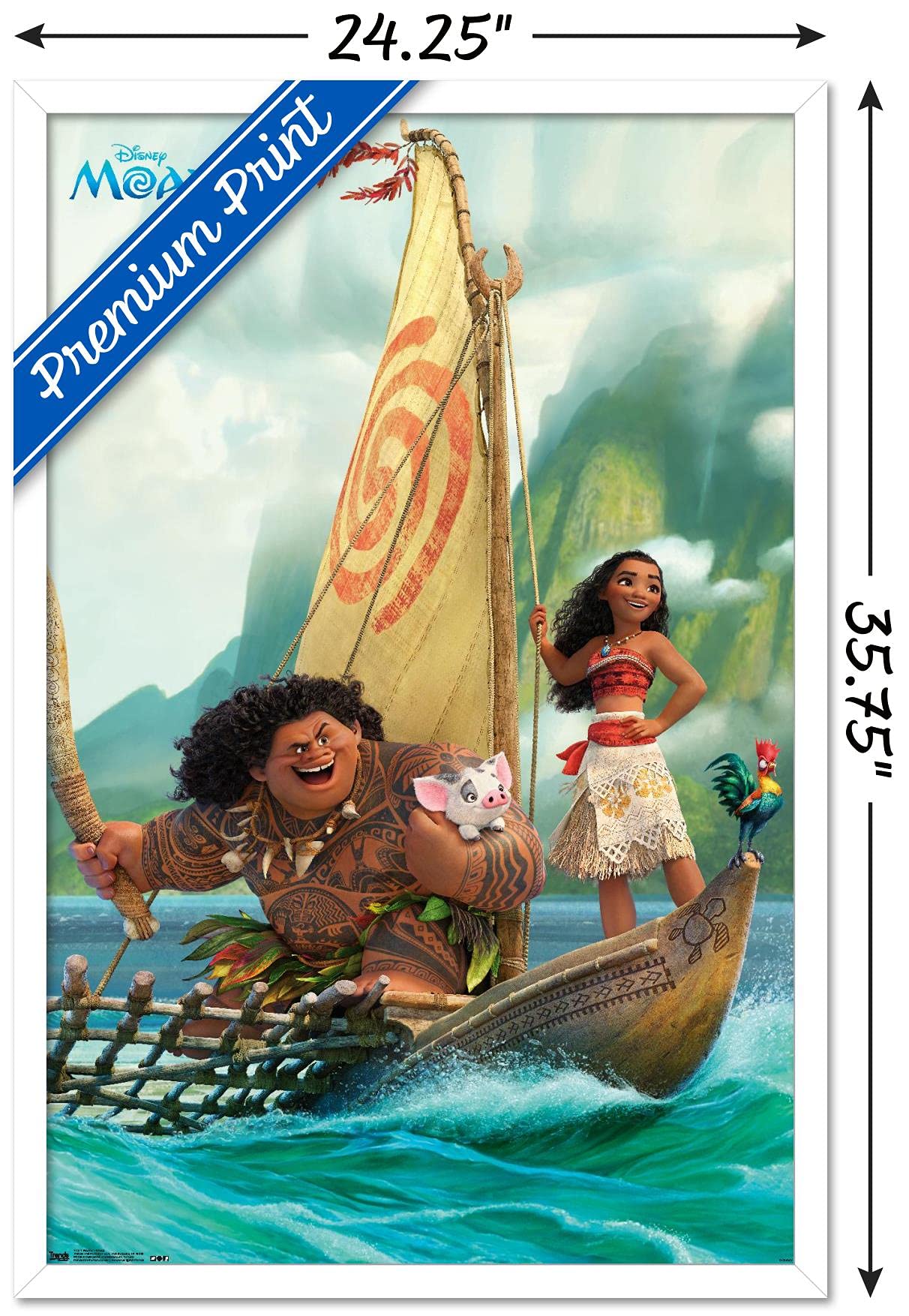Trends International Disney Moana - Group Wall Poster, 22.37'' X 34.00'', White Framed Version