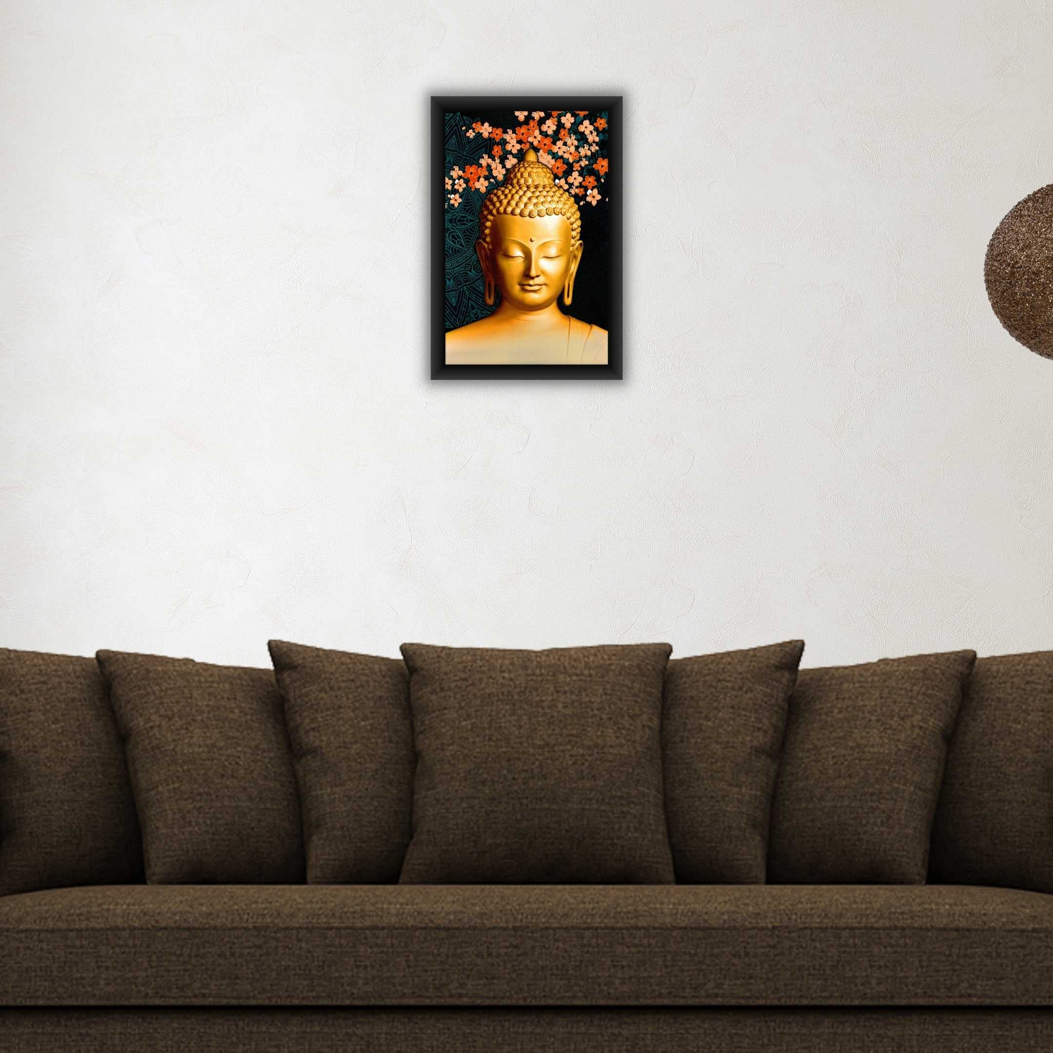 Poylaamo,Buddha Framed Wall Painting/Framed Art For Living Room, Home Decor, Bedroom, Office. (14 X 20 Inch) (Bu24)