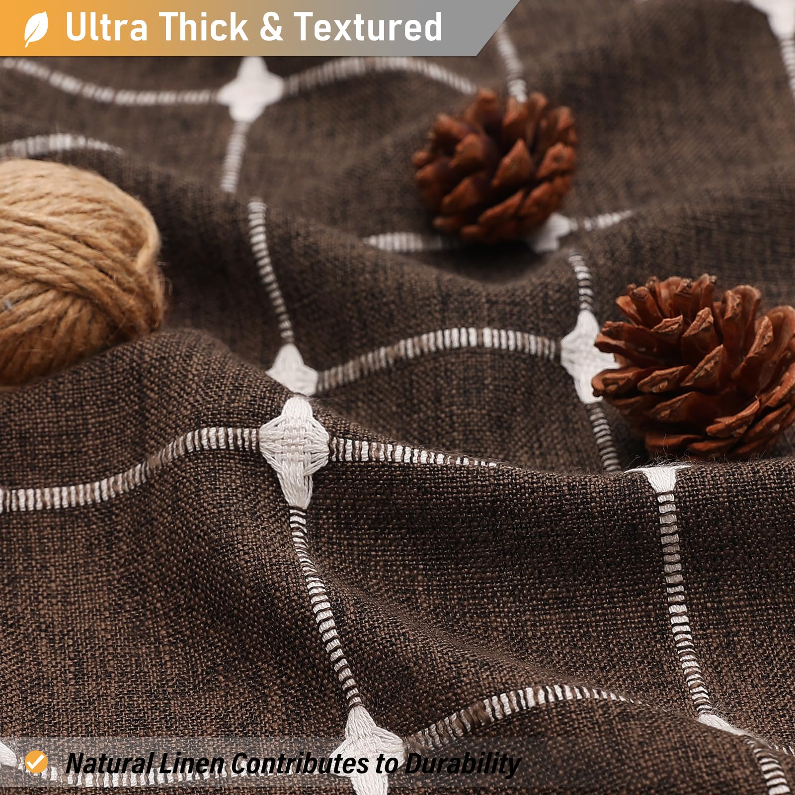 Bttn Extra Long Shower Curtain - 72X84 Inch Long Boho Chic Tassel Linen Fabric Shower Curtain Set With Hooks, Tall Modern Farmho