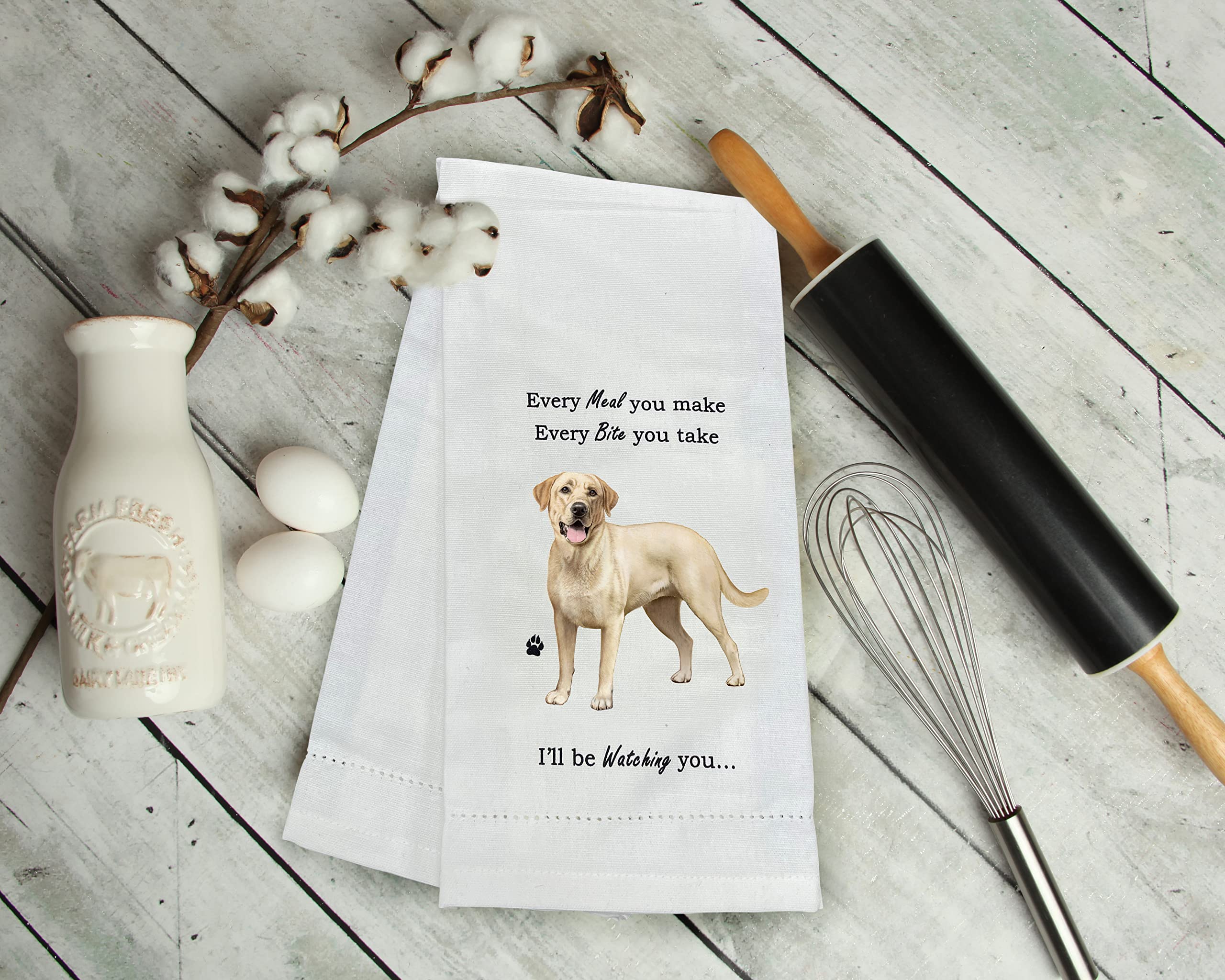 Yellow Labrador Kitchen Towel - Soft Highly Absorbent - Yellow Labrador Gifts - Dish Towels For Washing Dishes - Tea Towels - Re