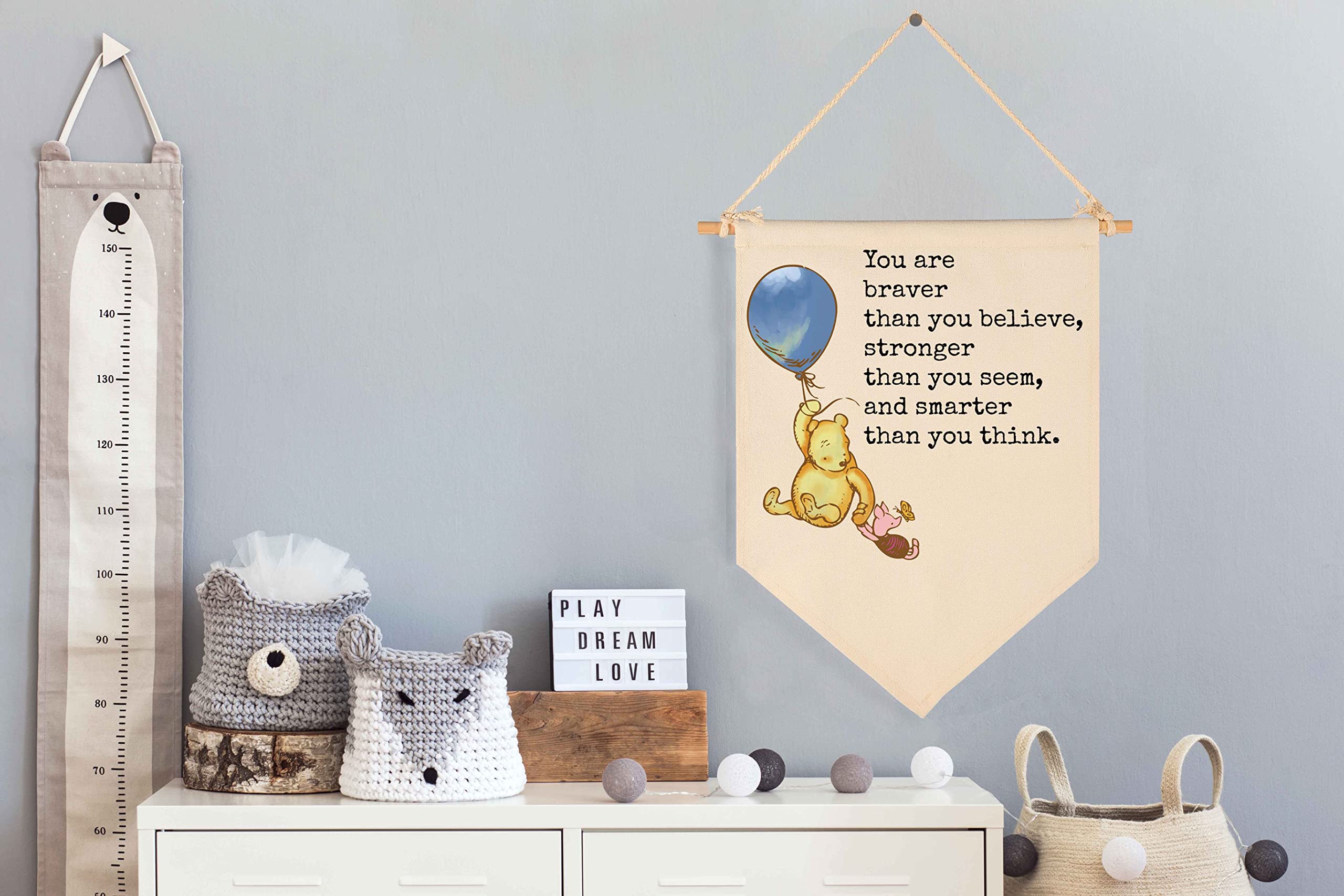 You Are Braver Than You Believe,Stronger Than You Seem-Christmas Birthday Party Bunting-Baby Gift Shower-Winie Wall Flag Decor G