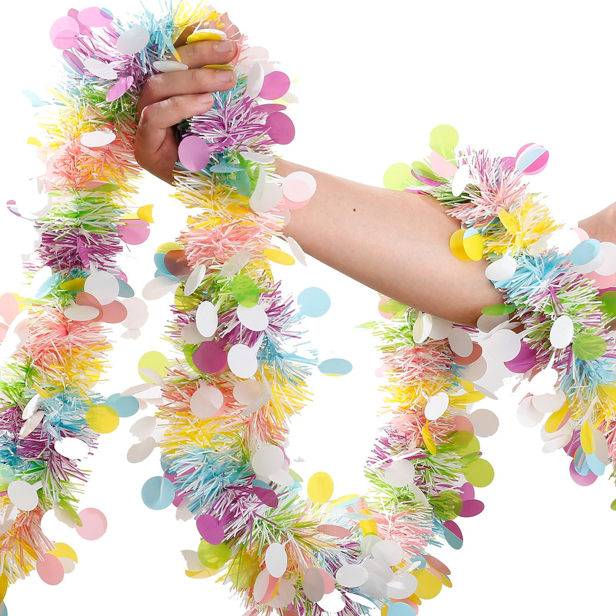 Spring Garlnd Easter Garland Decor,50Ft Glitter Tinsel Spring Garland Decorations fo ...
