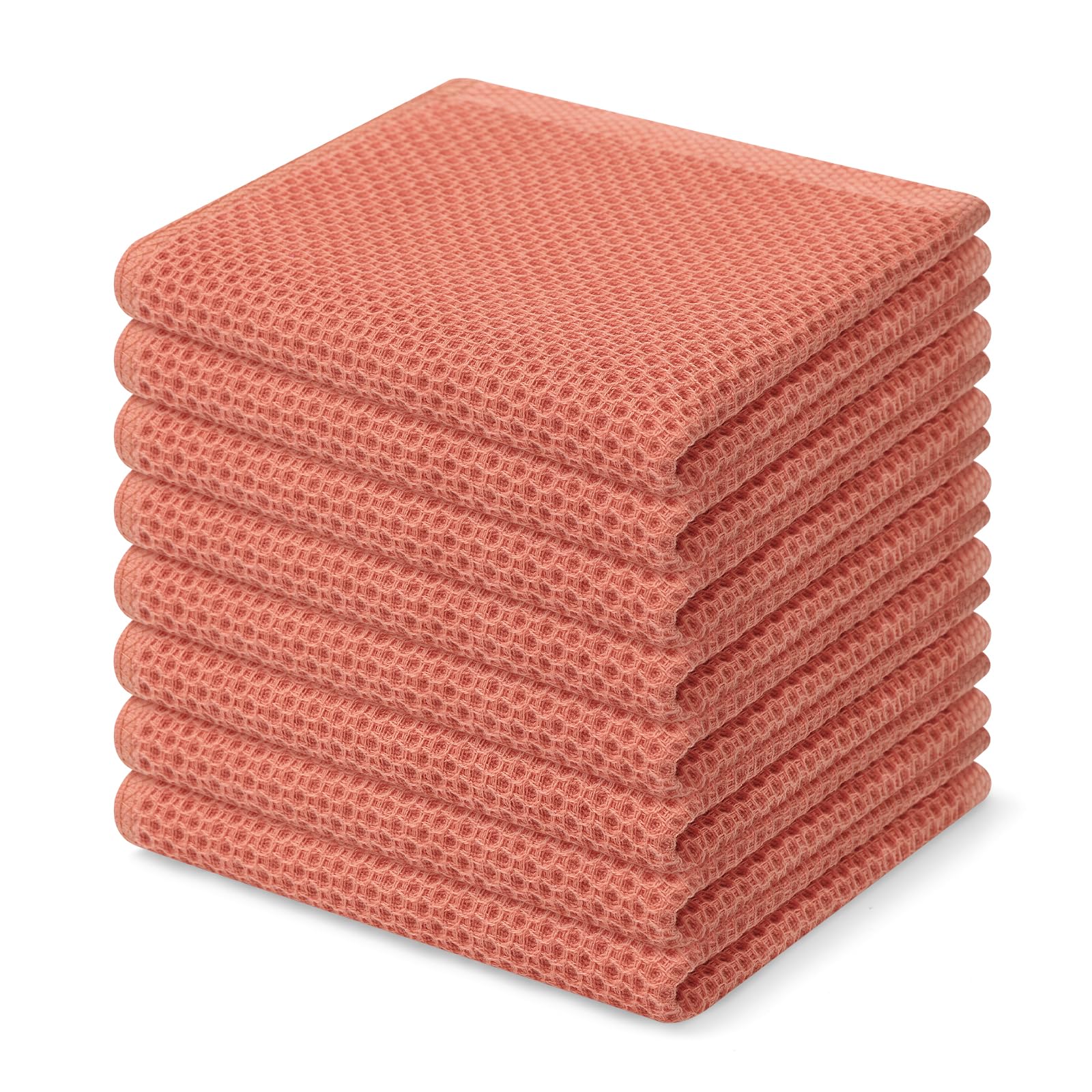 Homaxy 100% Cotton Waffle Weave Kitchen Dish Cloths, Ultra Soft Absorbent Quick Drying Dish Towels, 12 x 12 Inches, 8-Pack, Cora