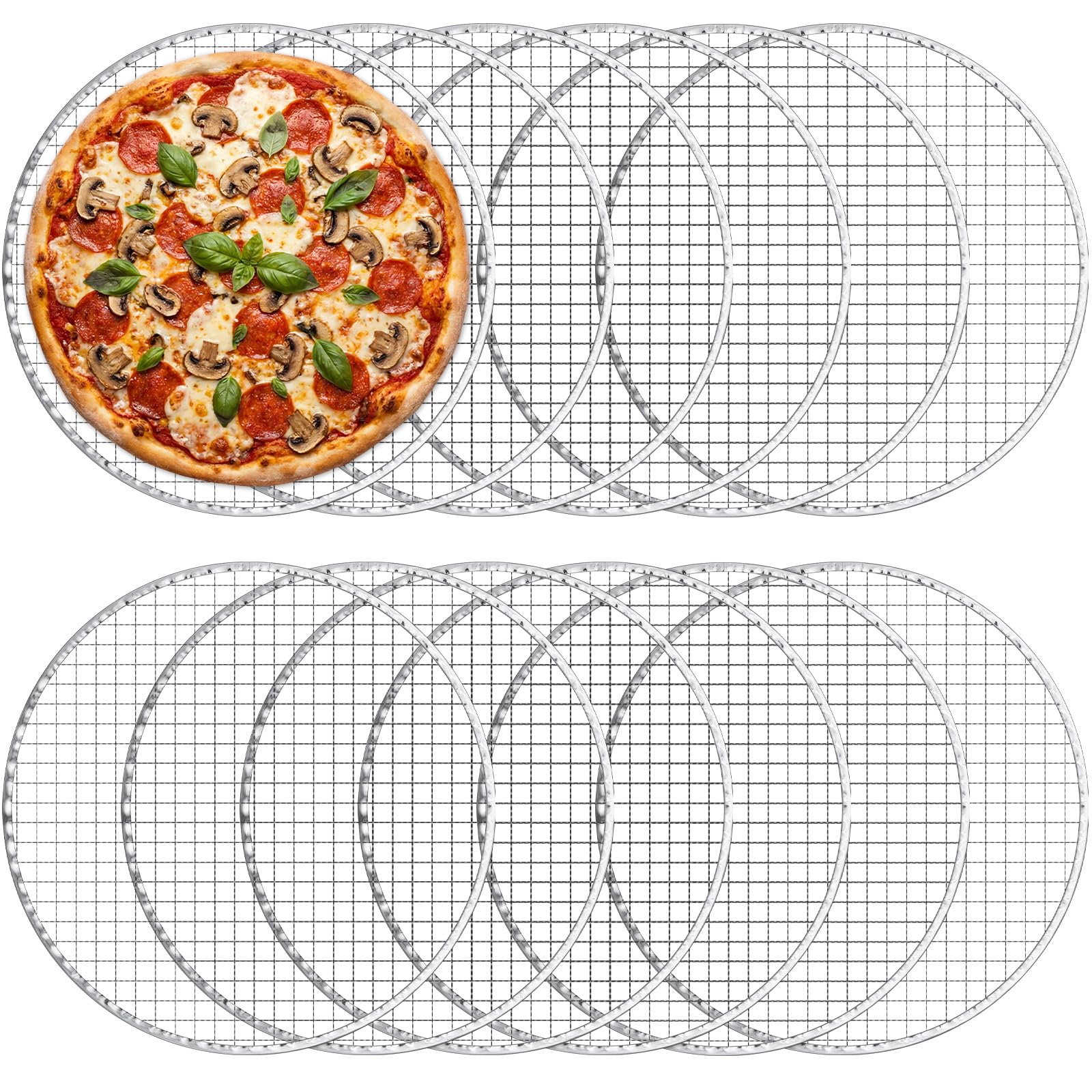Sliner 12 Pcs Pizza Screen 12 Inch Pizza Pan with Holes Nonstick Tray for Oven Temperature Resistant Mesh Baking Tray for Home R