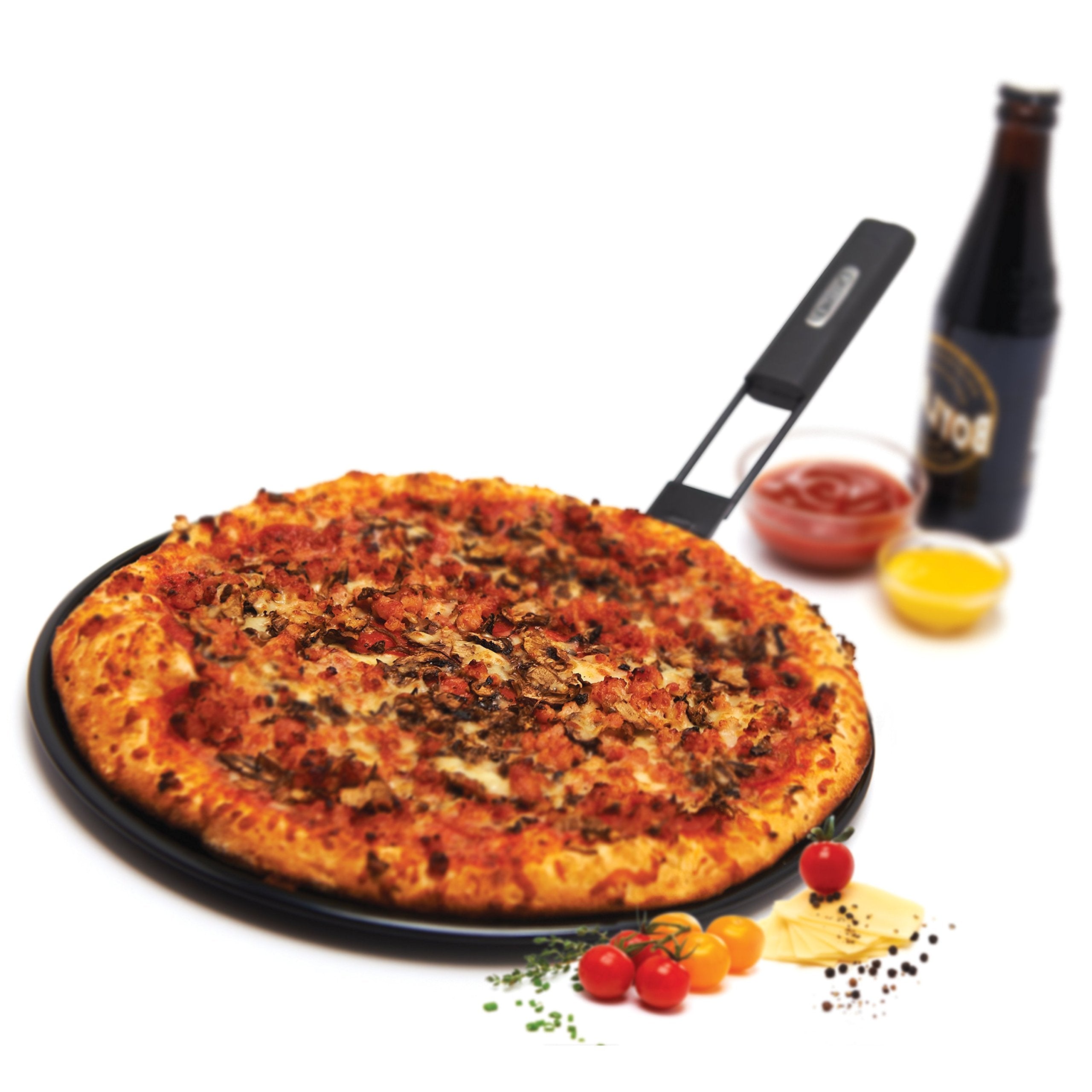 Grillpro 98140 Non-Stick Pizza Grill Pan Includes Pizza Cutter/ Server, 12-Inch Diameter