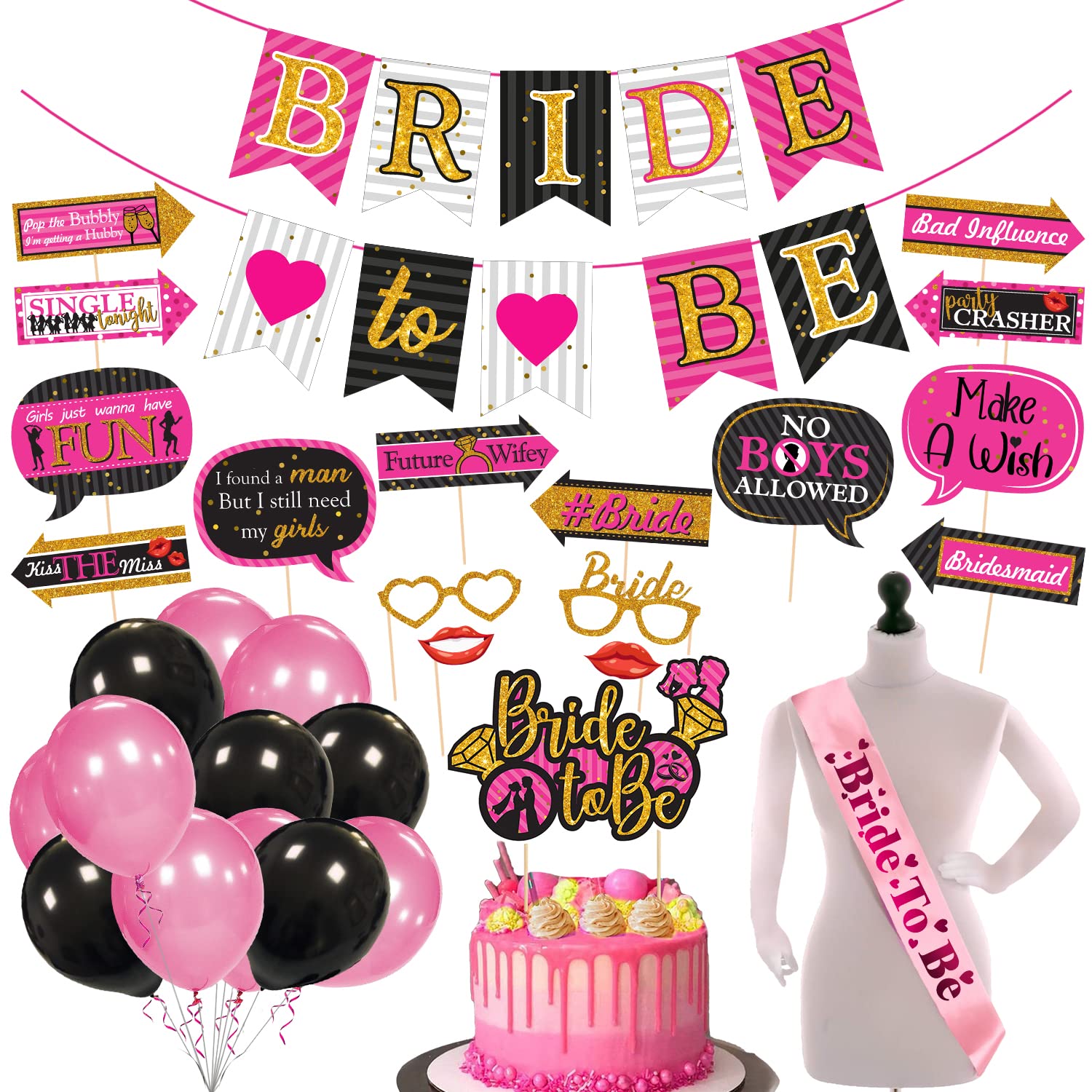 Zyozique Bridal Shower Party Decorations | Bachelorette Party Decorations | Bachelorette Decorations Kit Supplies  Banner, Phot