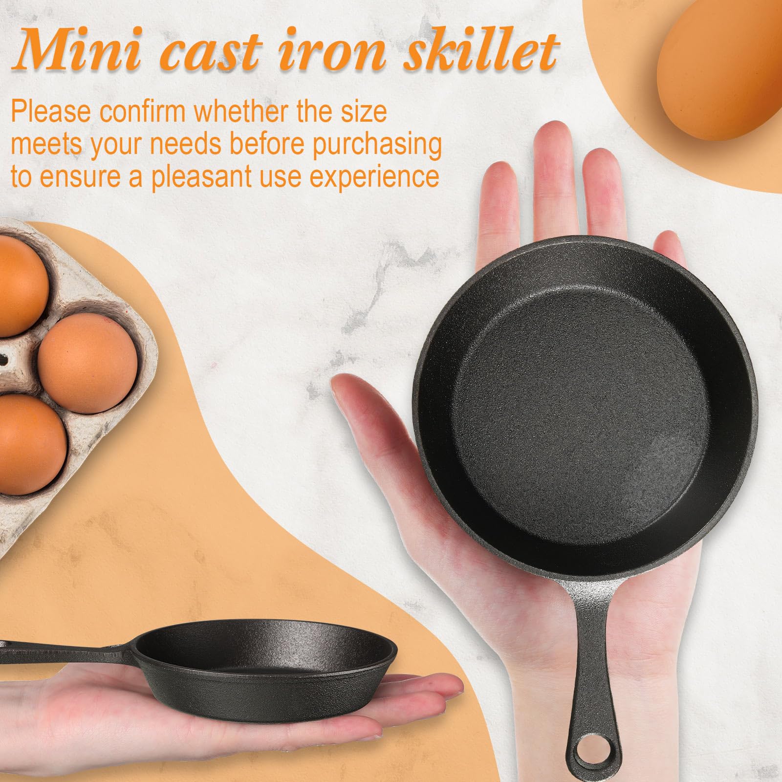Remerry 10 Sets 4 Inches Cast Iron Skillets Mini Black Iron Nonstick Frying Pan Small Sizzling Plate Egg Pan Cast Iron Pot Bundl