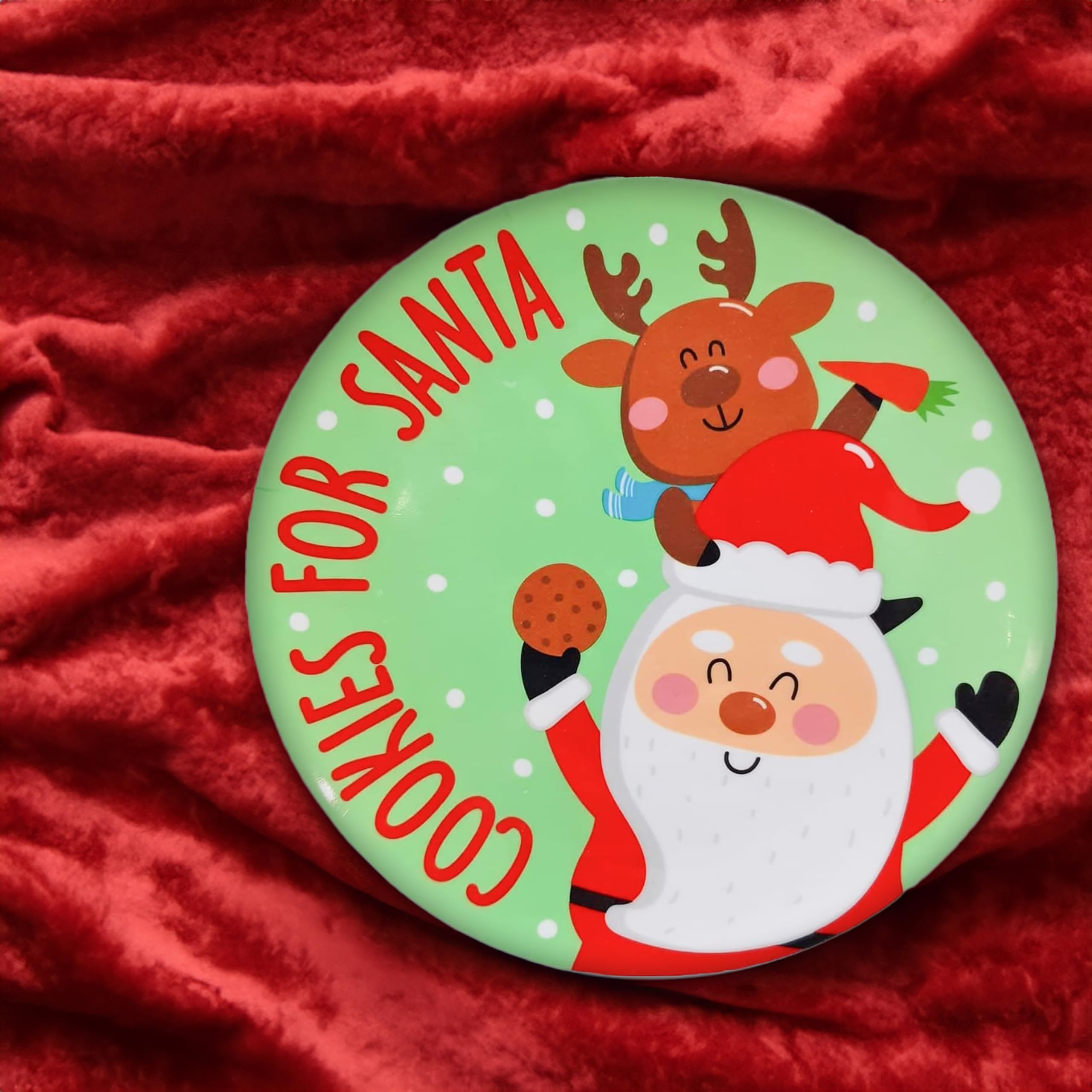 REGENT Cookies For Santa Plate and Mug Set: Elf  Reindeer and Santa Designs Melamine Wares (Santa  1 Plate & 1 Cup)