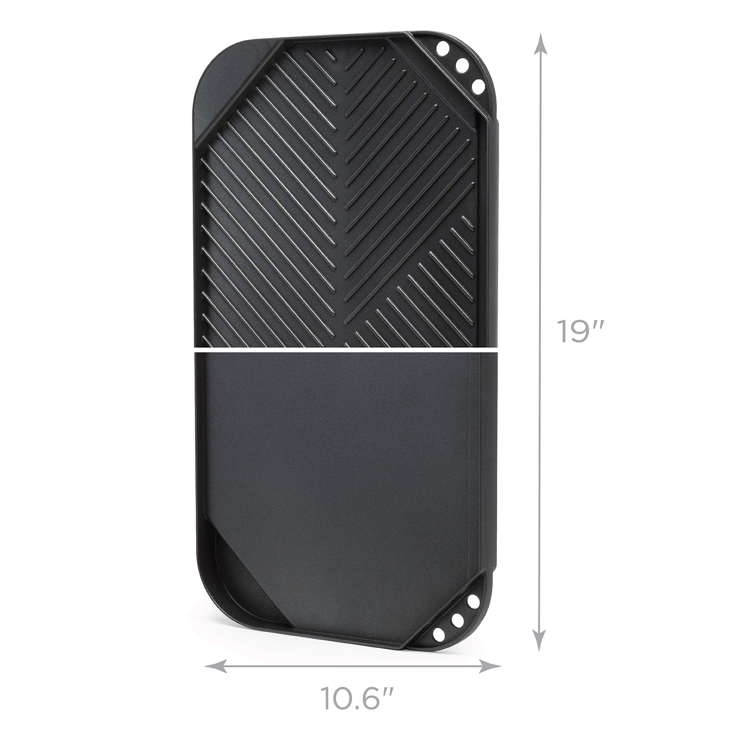 Ecolution Non-Stick Double Burner Family Pan - 19.5"x11" Cast Aluminum Reversible Grill/Griddle, Dishwasher Safe, Black