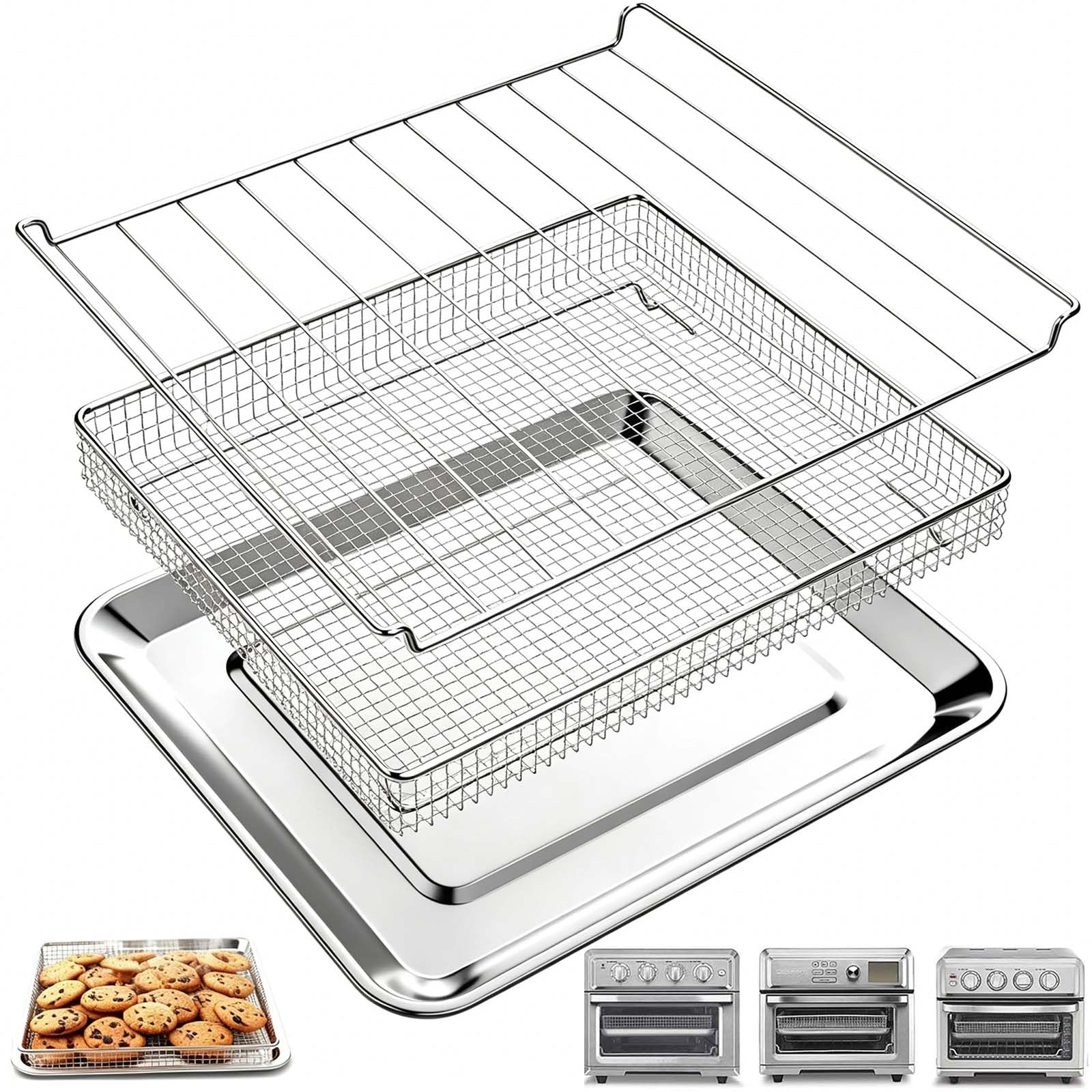 3PCS Steel Air Fryer Replacement Tray for Cuisinar TOA-060/065 Toaster Oven