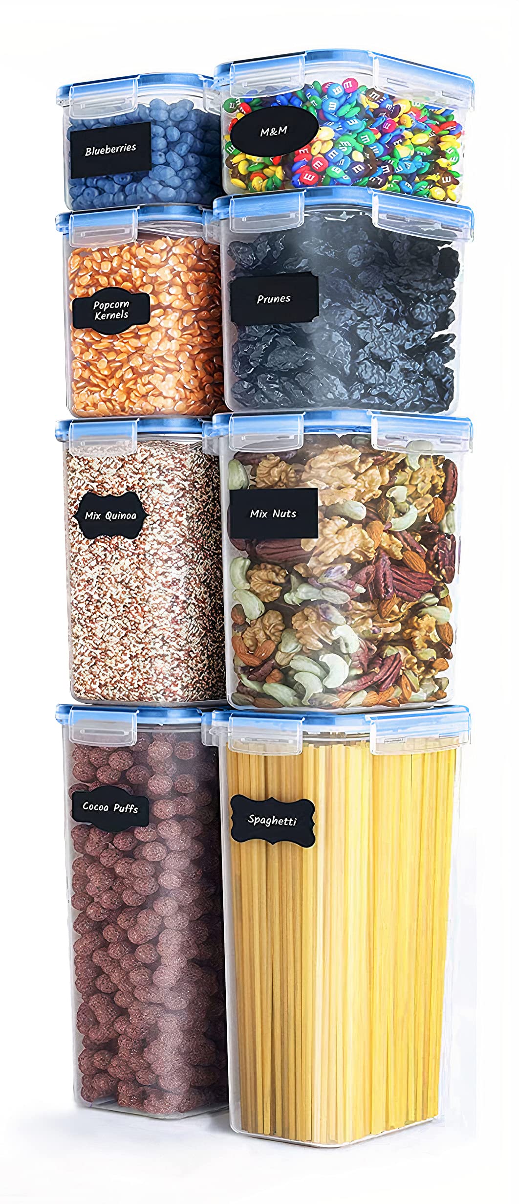 Diablos Airtight Kitchen Storage Containers Set Of 8   500Mlx2 + 1000Mlx2 + 1500X2 + 2100X2  Lock & Seal Plastic Perfect For