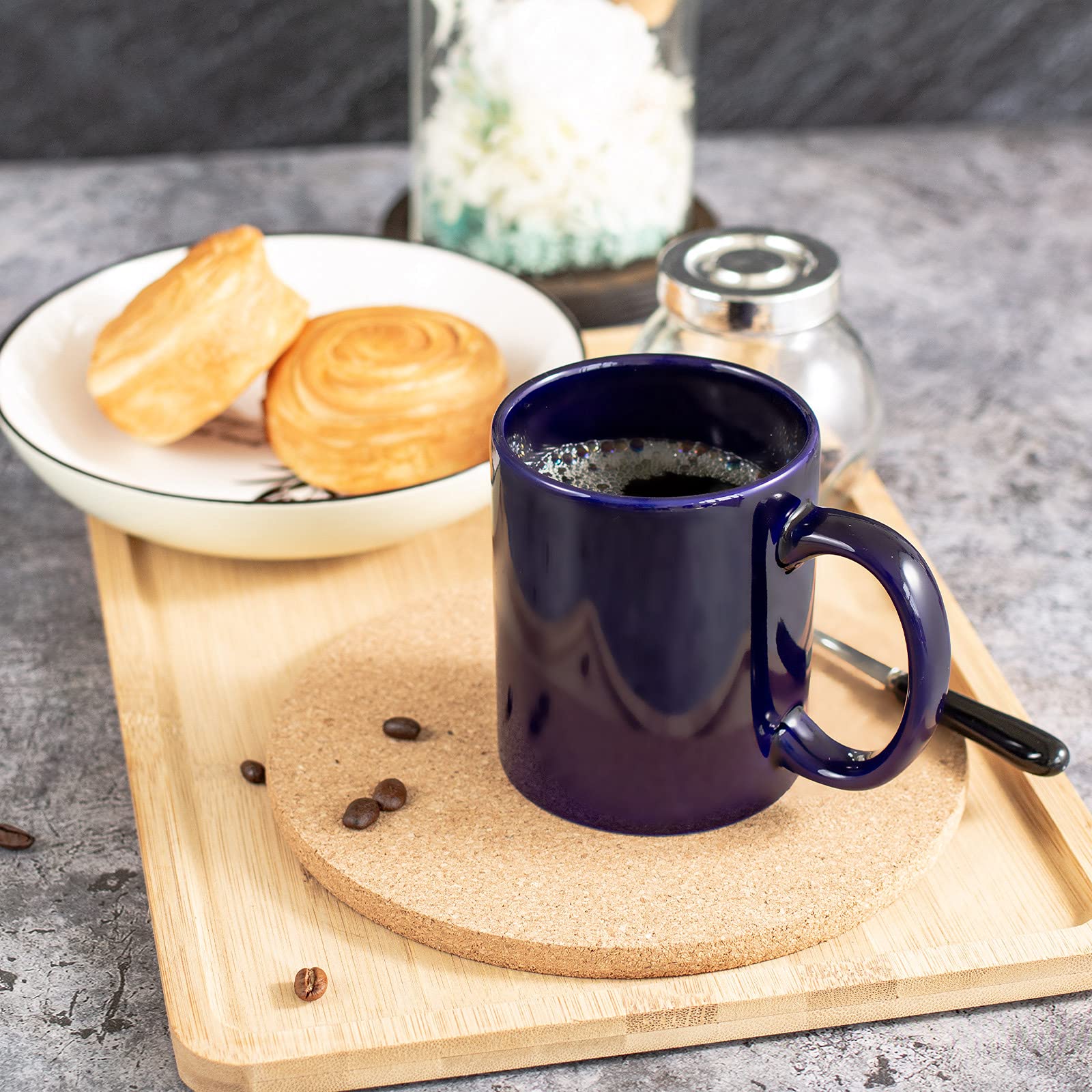 Bycnzb 12Oz Coffee Mug Set Of 6 Coffee Mugs For Coffee, Tea, Cocoa, Milk(Cobalto)