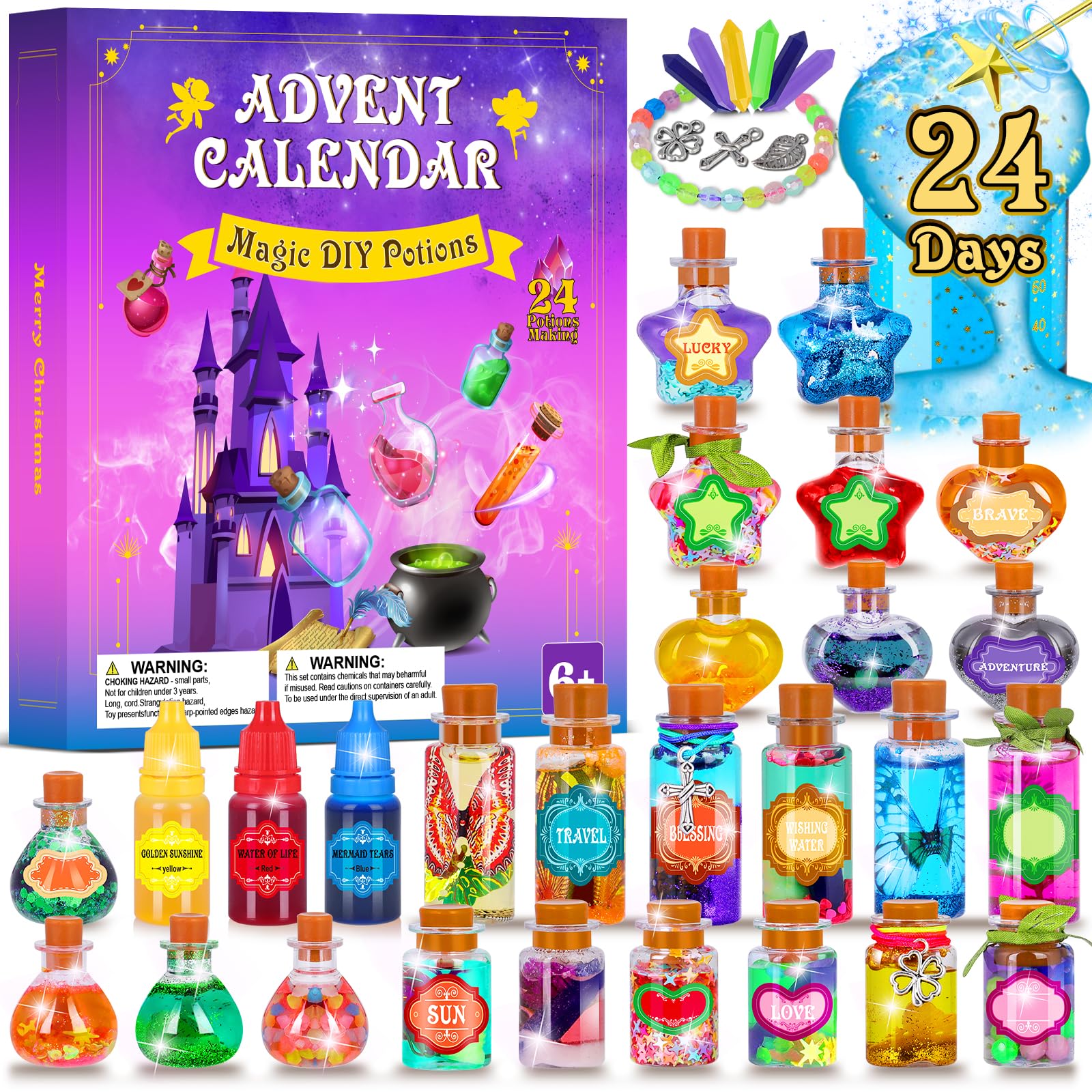 Advent Calendar 2025 for Girls - 24 Days Magic DIY Potion Kit Christmas Countdown Calendar, Halloween Gifts Arts and Crafts Stoc