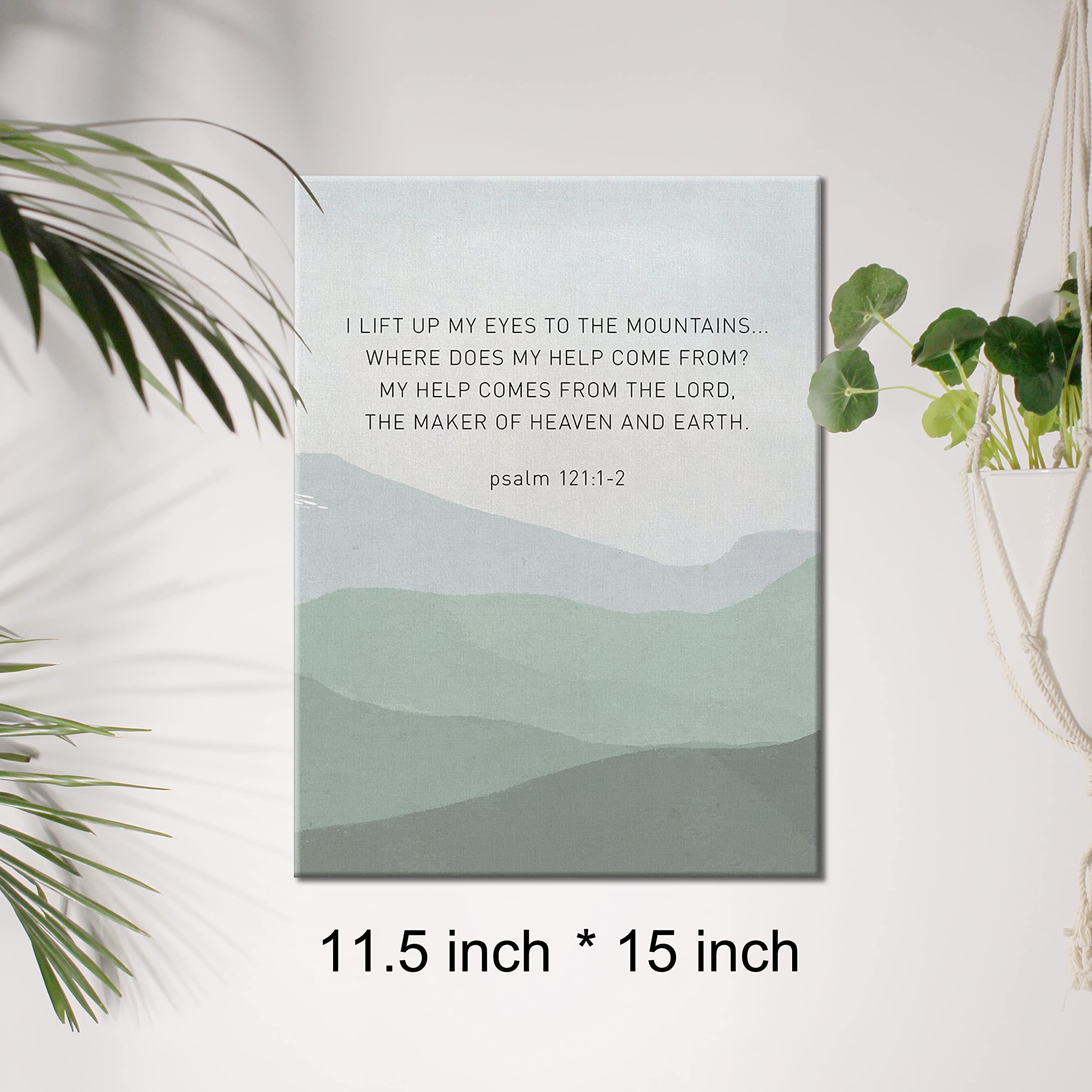 Christian Canvas Wall Art Motivational I Lift up My Eyes to the Mountains Canvas Print Positive Scripture Bible Verse Painting H