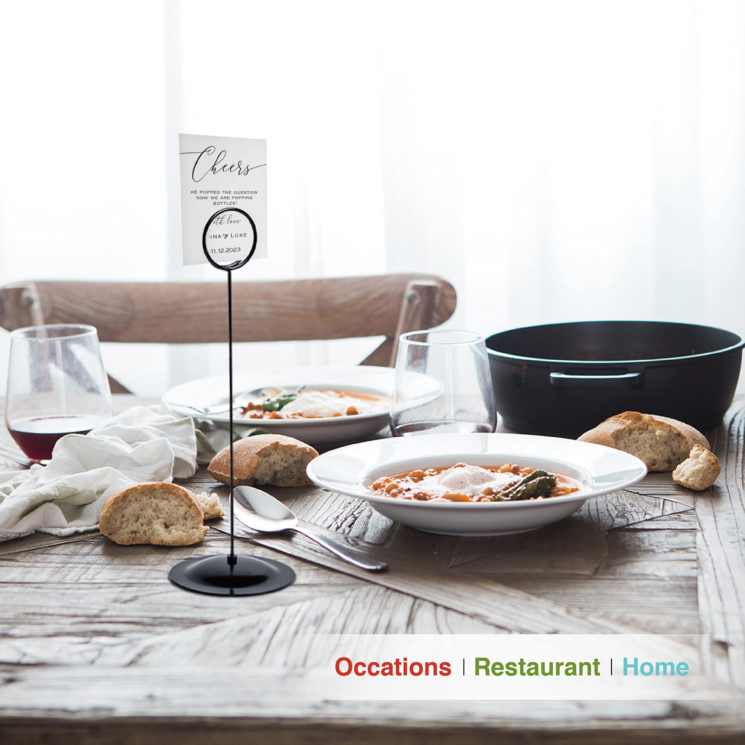 HOHIYA 12 Pcs Table Number Holders 12 Inch Place Card Holder Stands Chrome Black Tall for Photos Food Signs Memo Notes Weddings Restaurants Birthdays Party