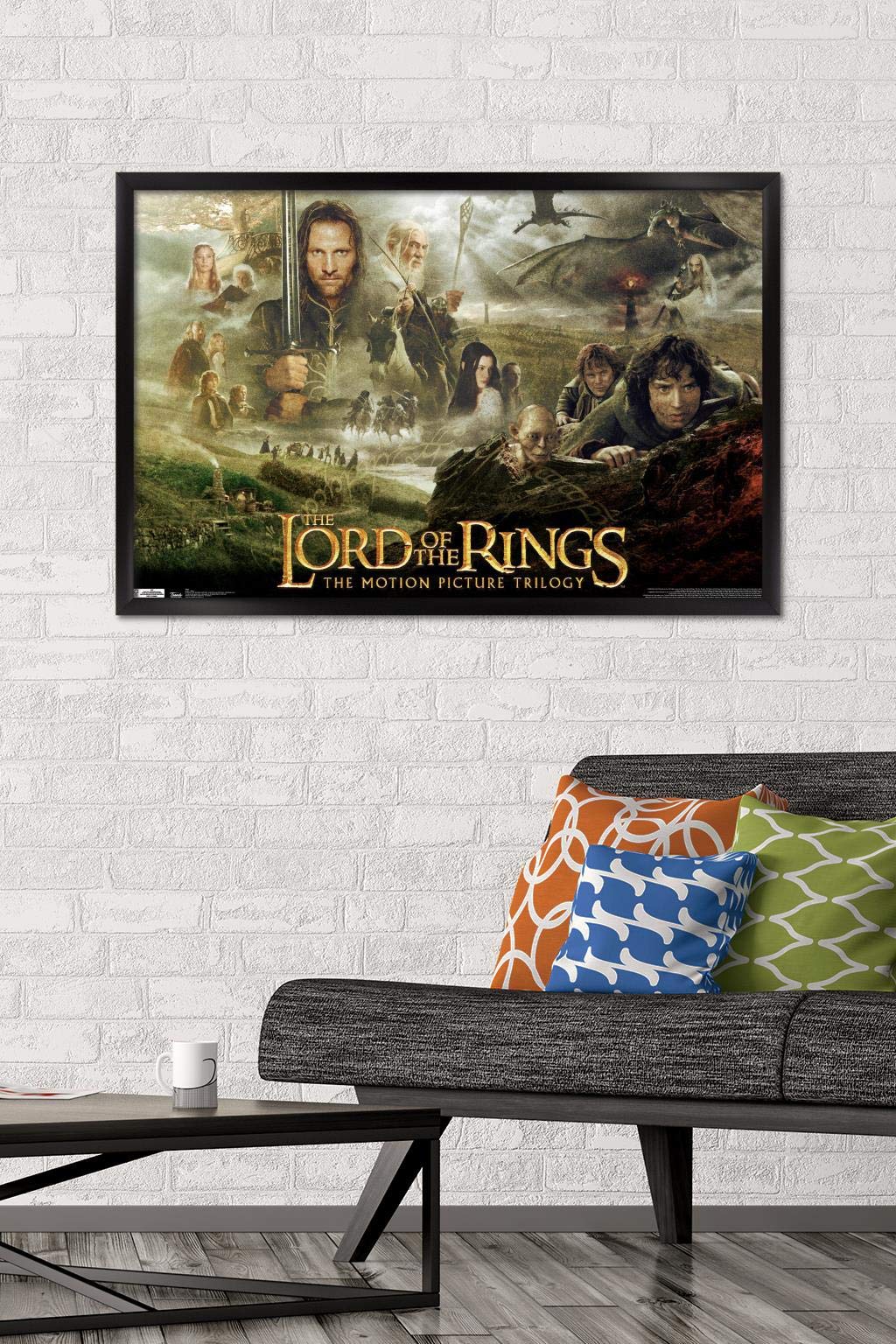 Trends International The Lord Of The Rings: The Motion Picture Trilogy Wall Poster, 22.375'' X 34'', Black Framed Version