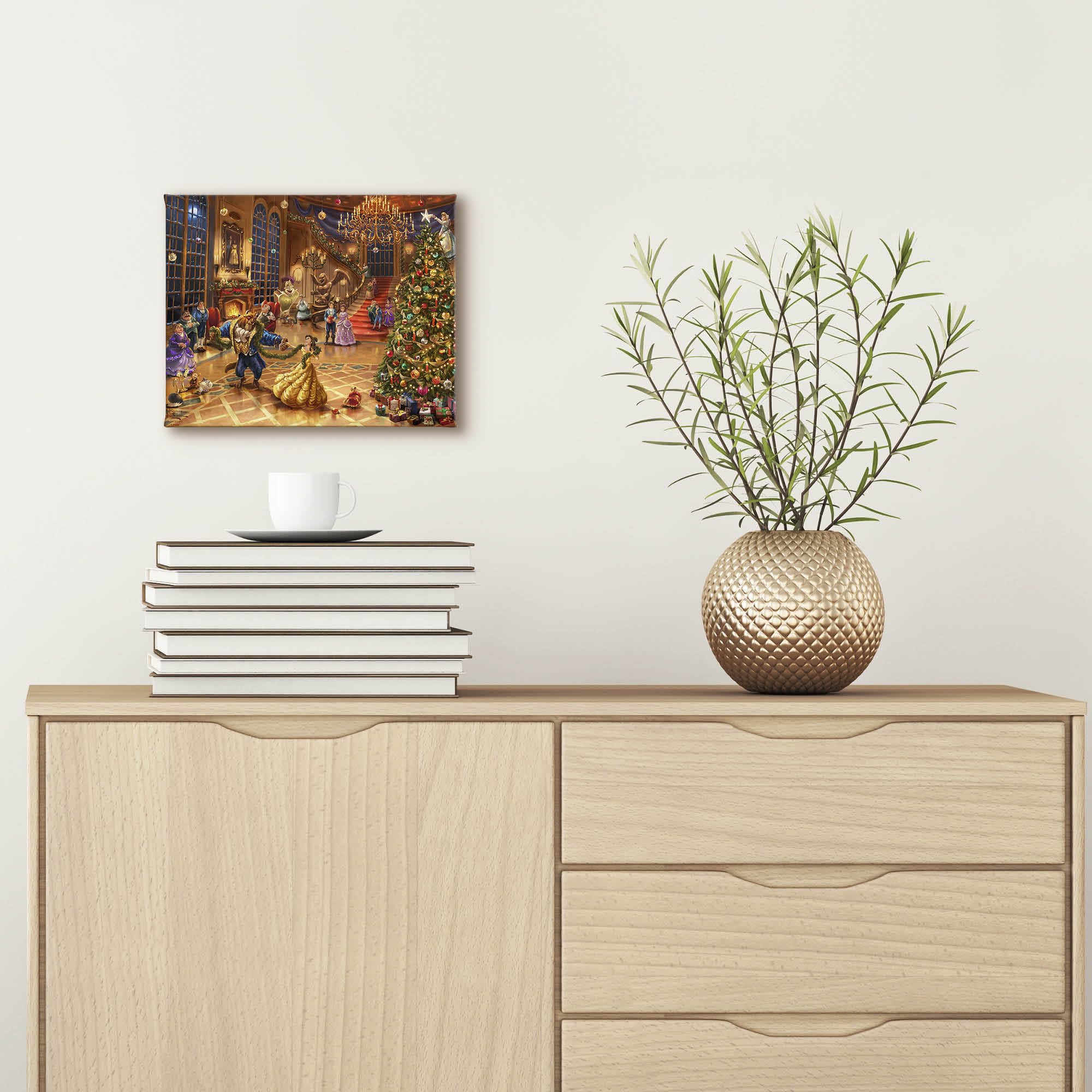 Thomas Kinkade Disney Beauty And The Beast (Beauty & The Beast Christmas Celebration, 8'' X 10'')